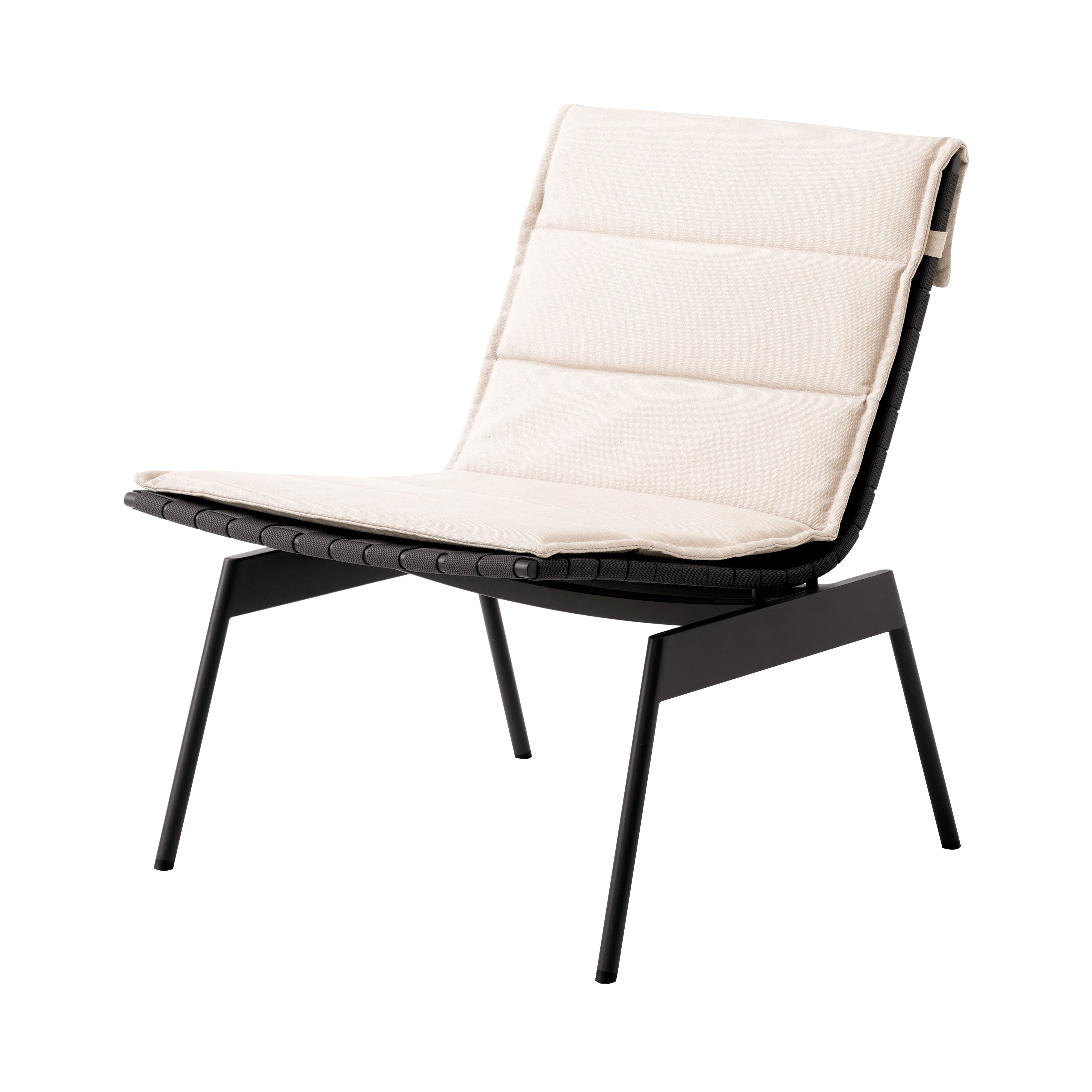 Ville AV44 + AV45 Outdoor Stacking Lounge Chair: Set of 2 + Without Armrest (AV44) + Warm Black + With Heritage Papyrus Cushion