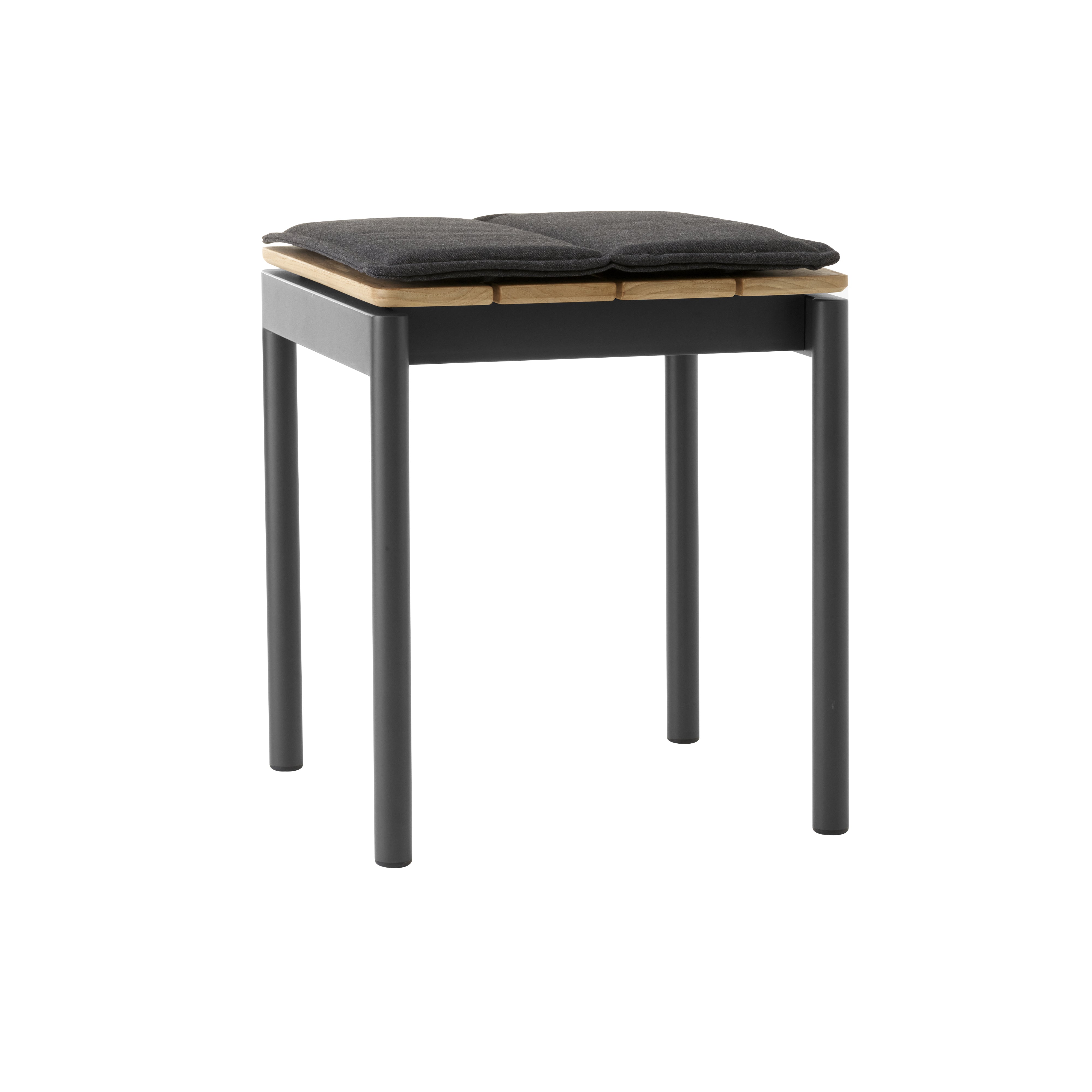 Ville AV47 Outdoor Stacking Footstool: Warm Black + With Heritage Char Seat Pad