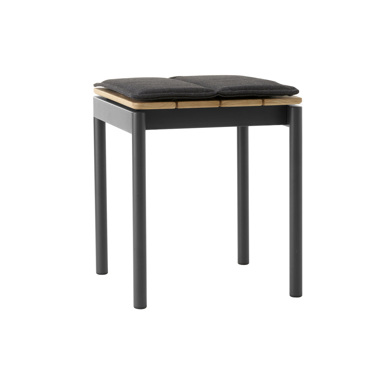 Ville AV47 Outdoor Stacking Footstool: Warm Black + With Heritage Char Seat Pad