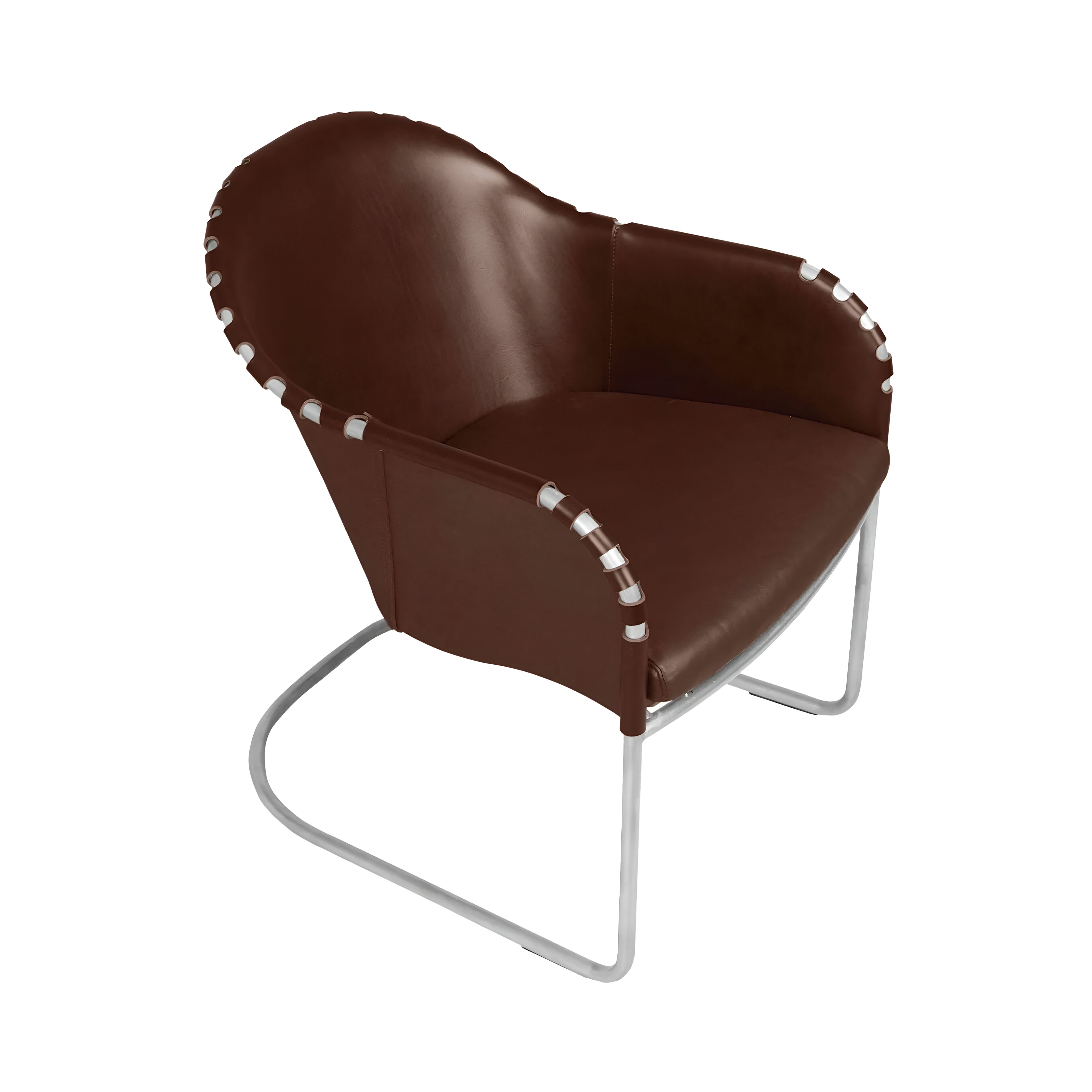 Ingo Easy Chair: Chrome + Tarnsjo Leather Brown Vintage