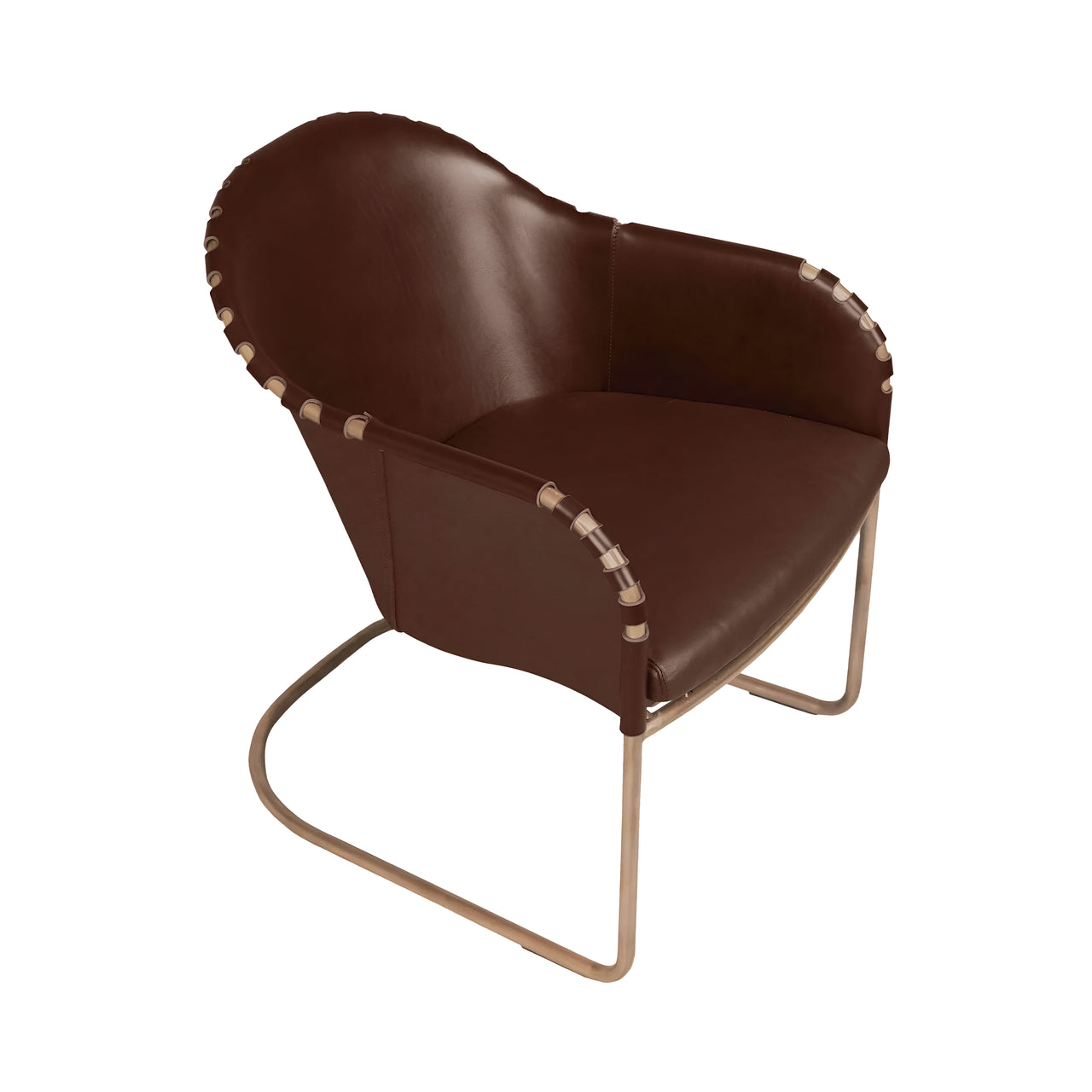 Ingo Easy Chair: Brass Treated + Tarnsjo Leather Brown Vintage