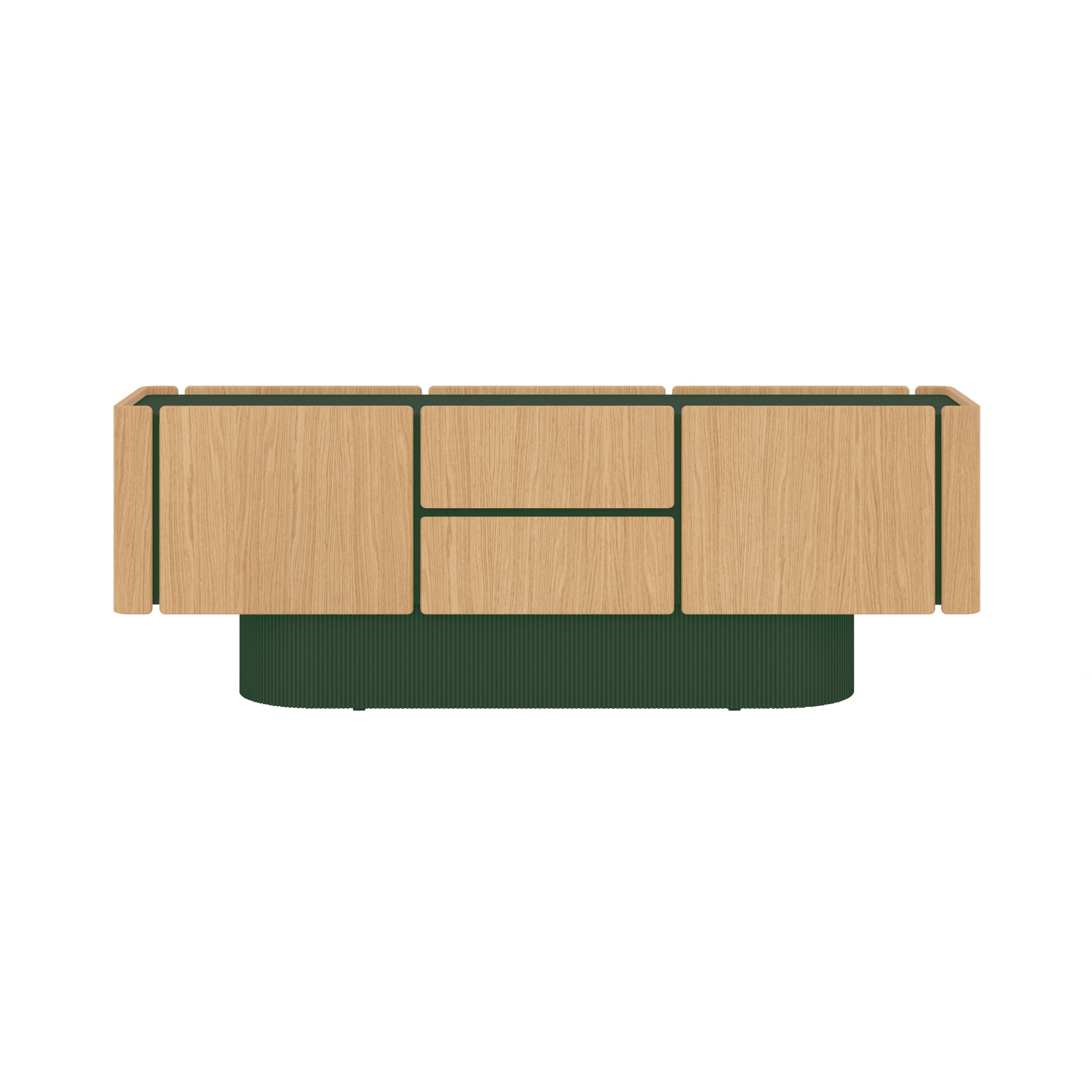 Dune Sideboard: 4 Doors + 2 Drawers + Super-Matt Oak + Forest Green