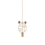 Wooden Dots Suspension Lamp with Stem: Circle + Gold + 1 Stem + Gold + Walnut