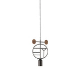Wooden Dots Suspension Lamp with Stem: Circle + Graphite + 1 Stem + Graphite + Walnut