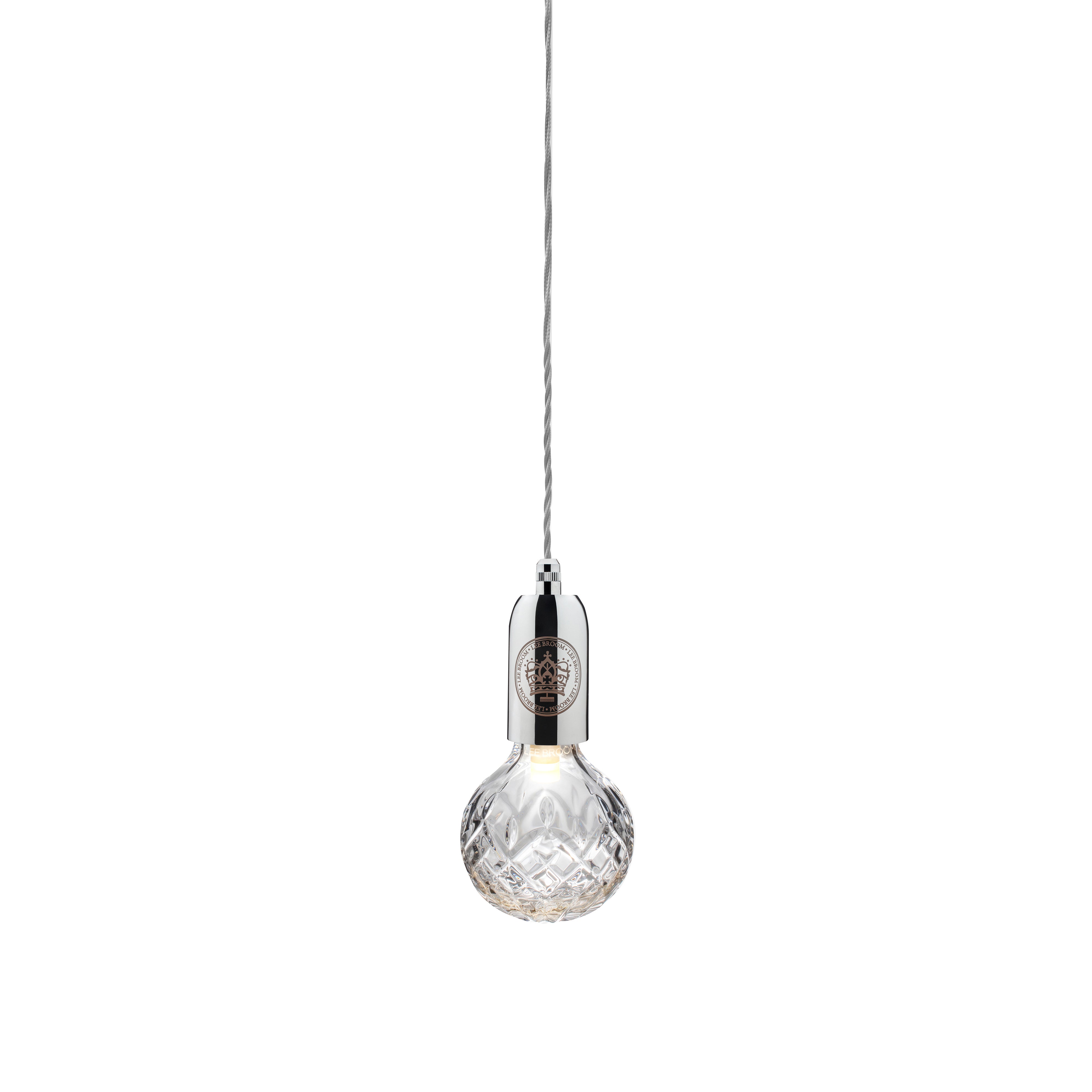 Crystal Bulb + Pendant: Polished Chrome Fitting + Clear