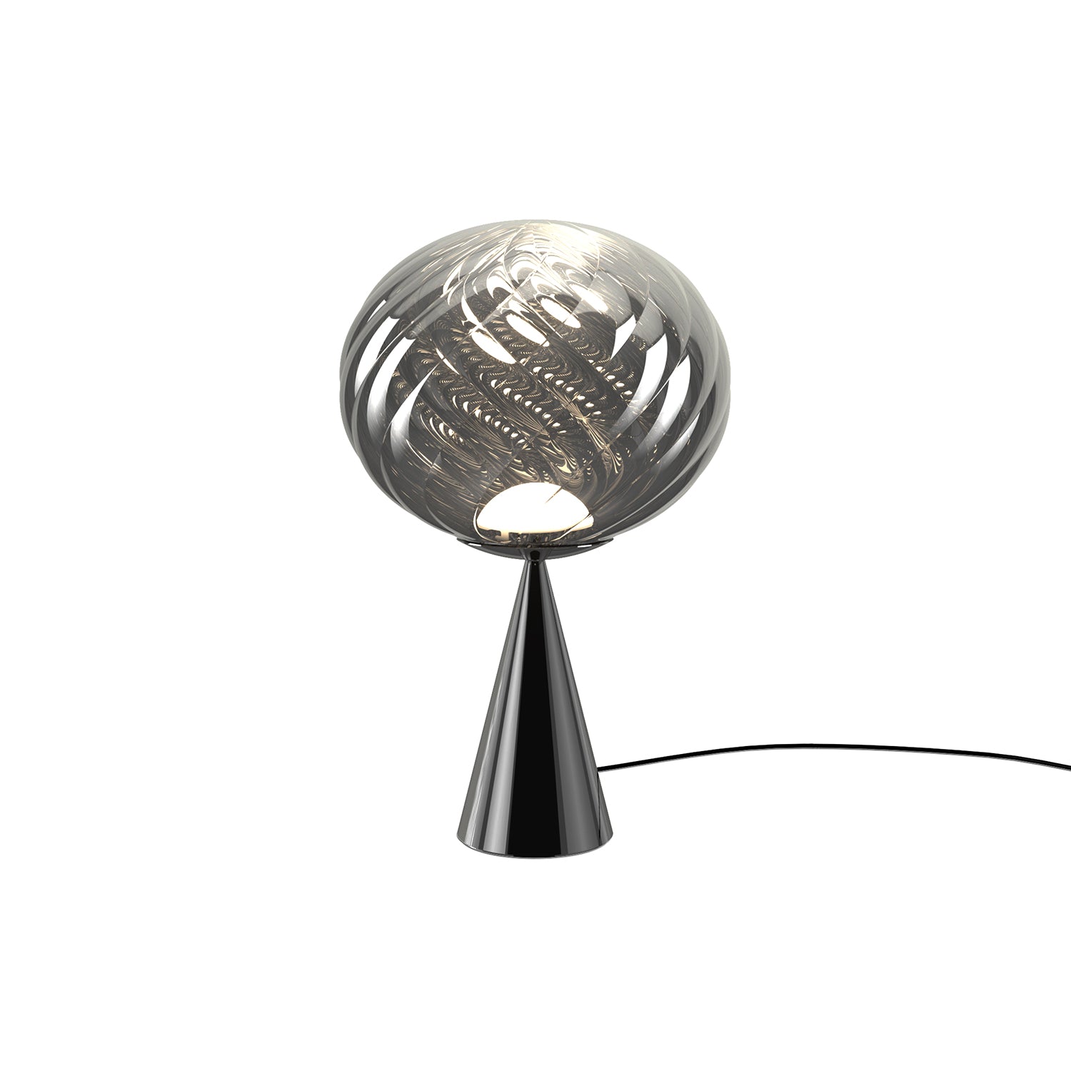 Whirl Cone Fat Table Lamp: Silver + Black