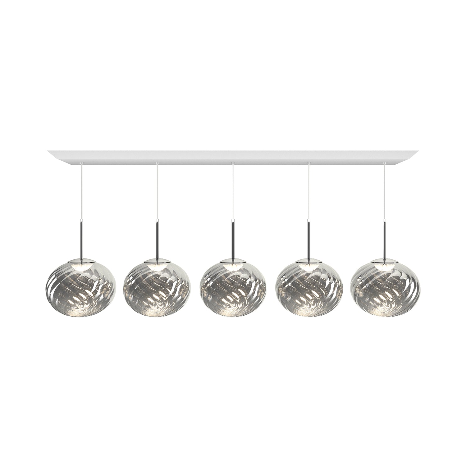 Whirl Linear Pendant Lamp: Silver