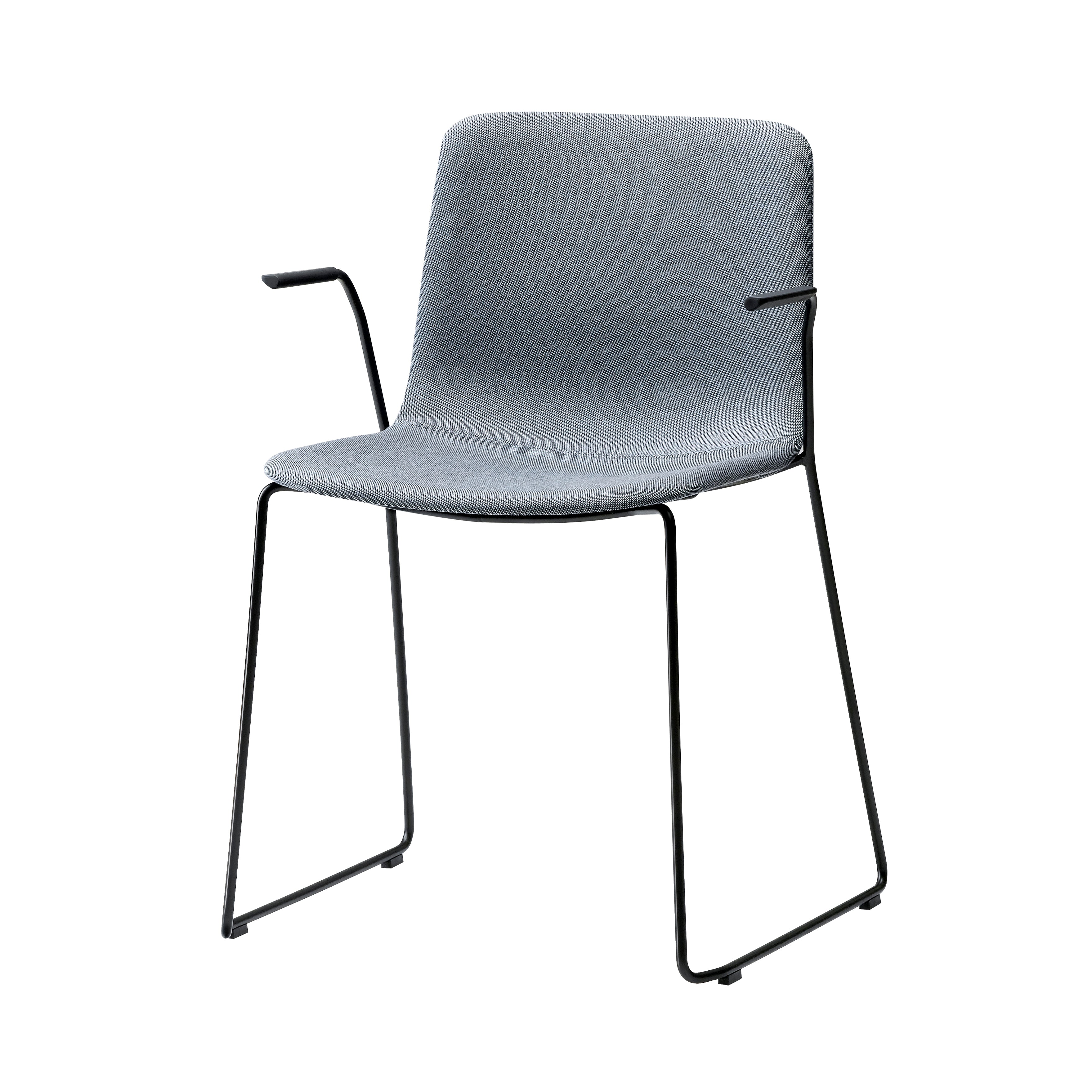 Pato Sledge Armchair: Stacking + Fully Upholstered + Black