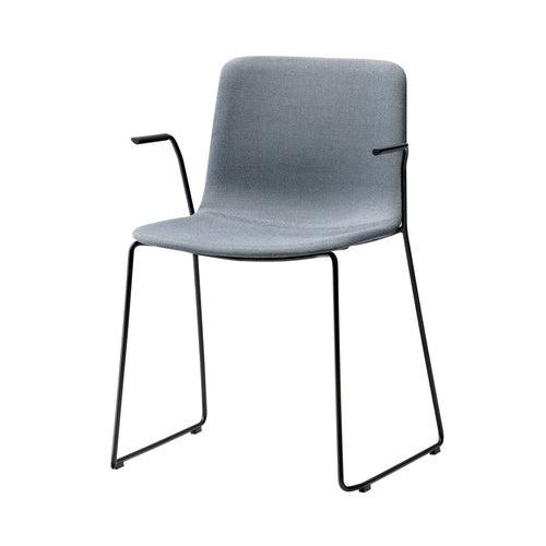 Pato Sledge Armchair: Stacking + Fully Upholstered + Black