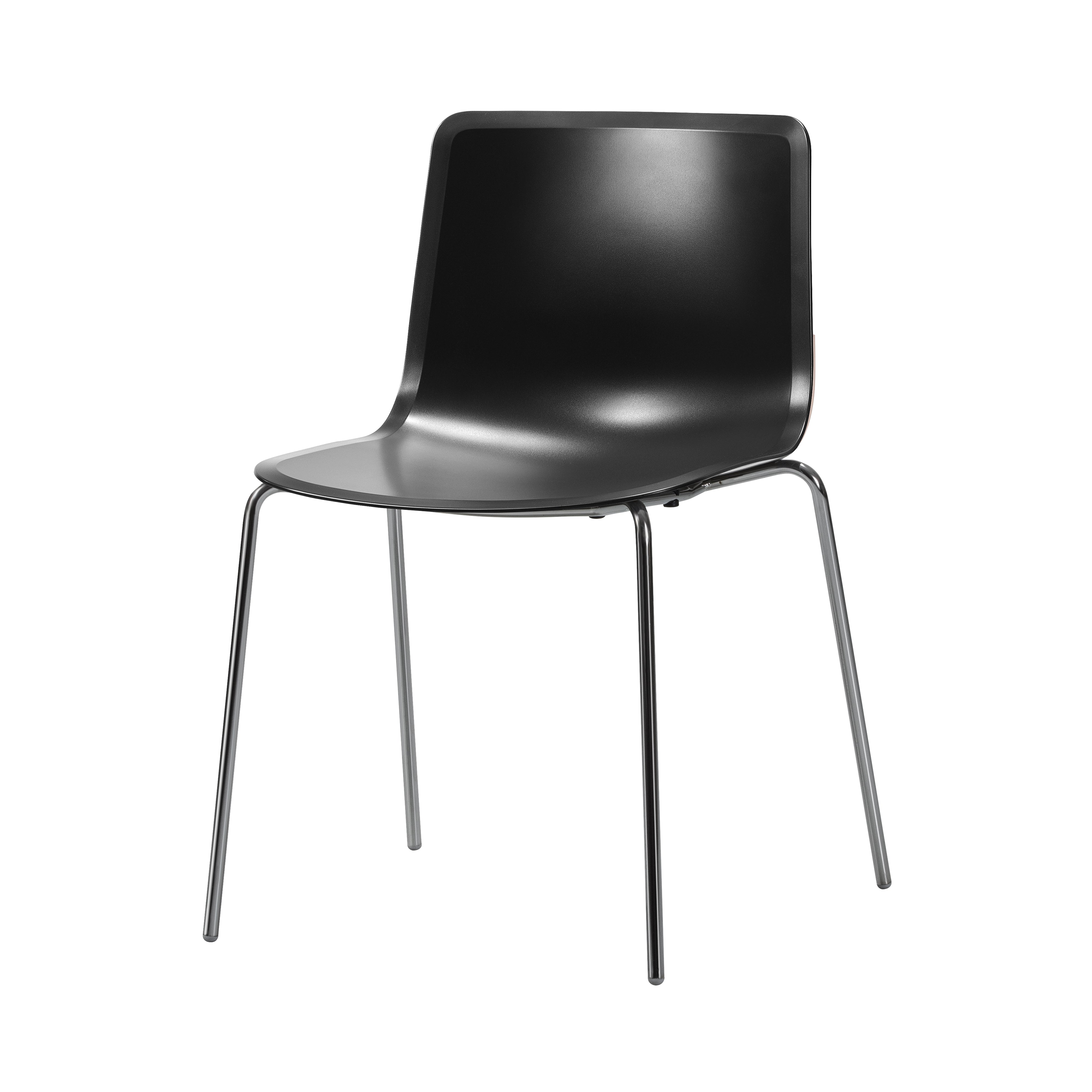 Pato Chair: Stacking + Without Arm + Black + Chrome