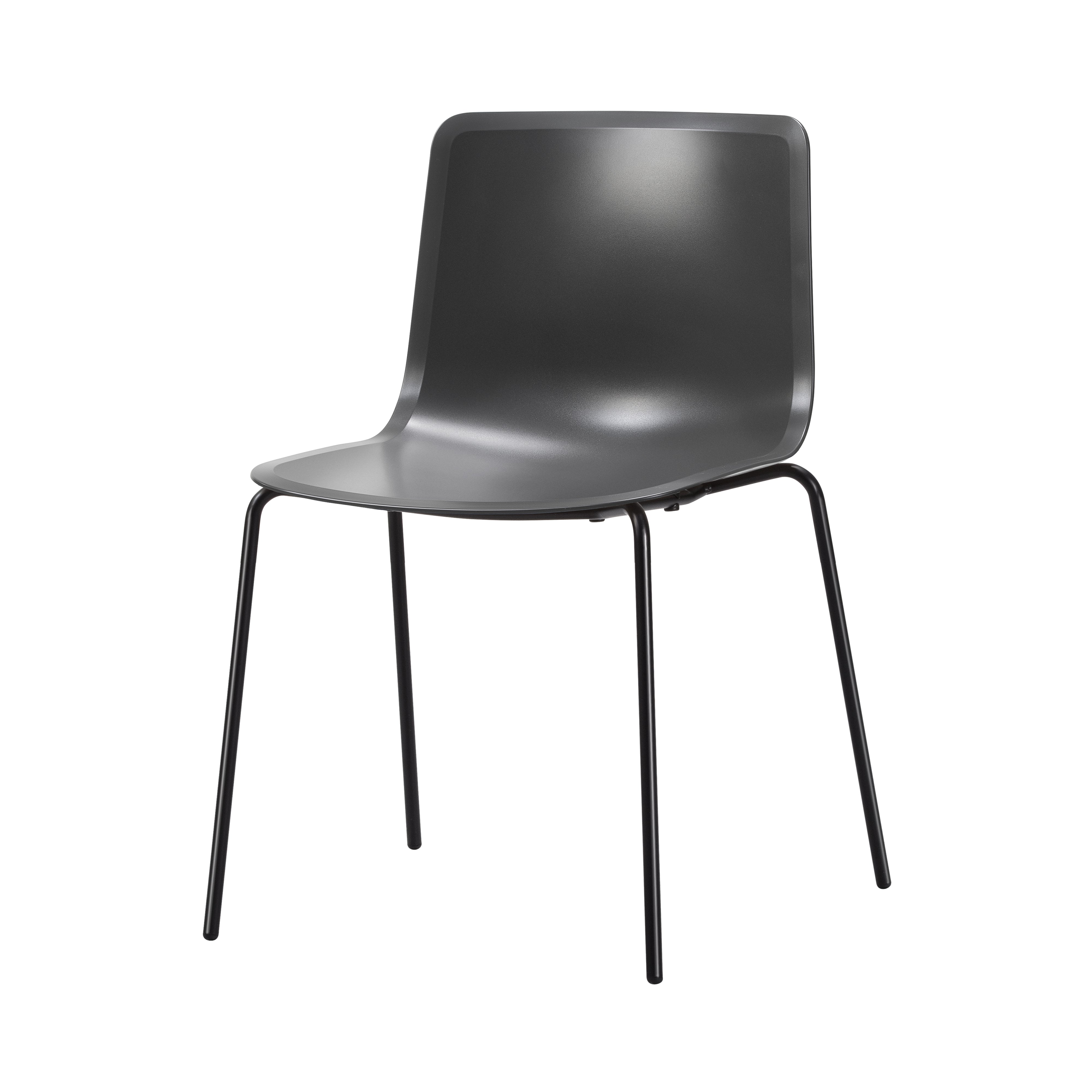 Pato Chair: Stacking + Without Arm + Dark Grey + Black