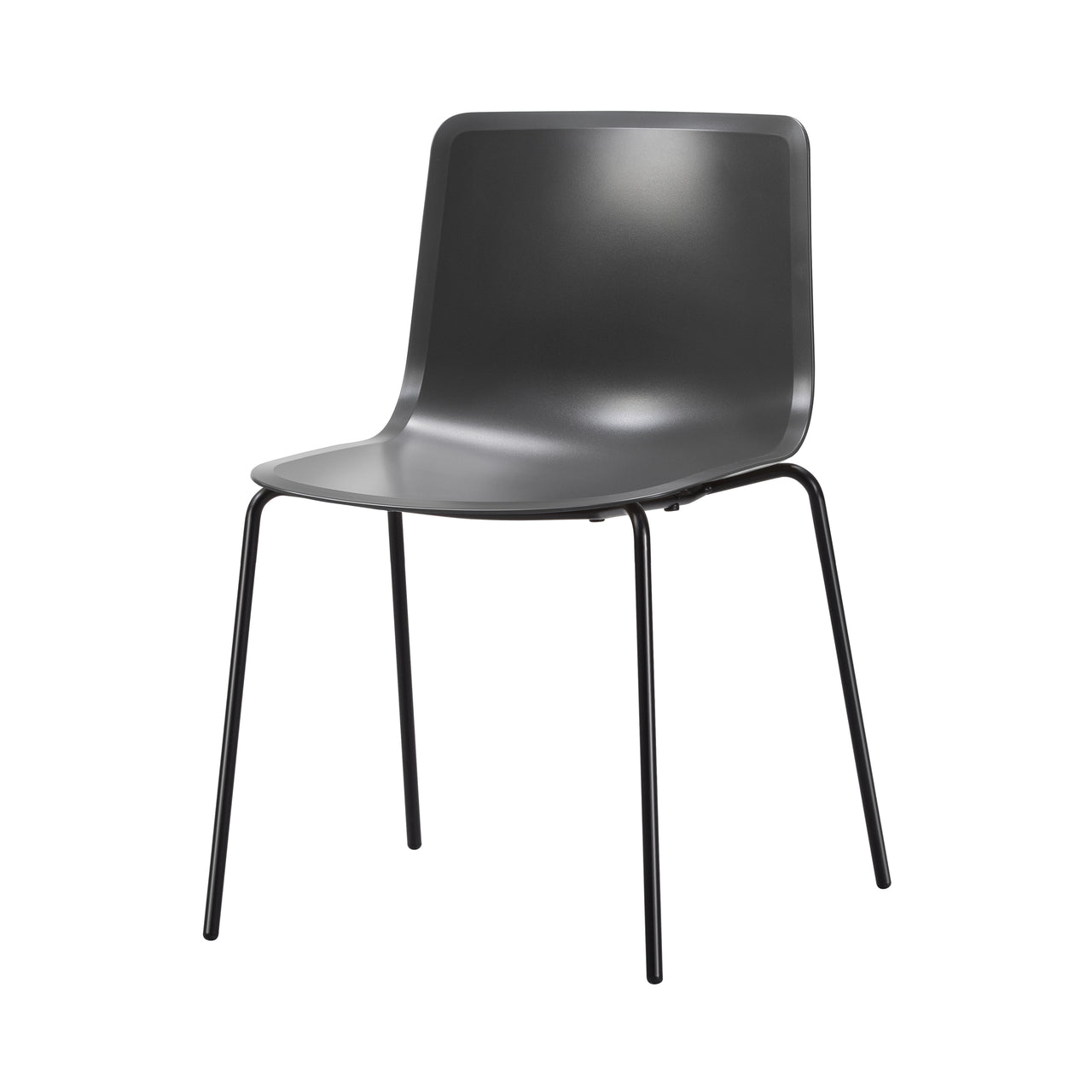 Pato Chair: Stacking + Without Arm + Dark Grey + Black