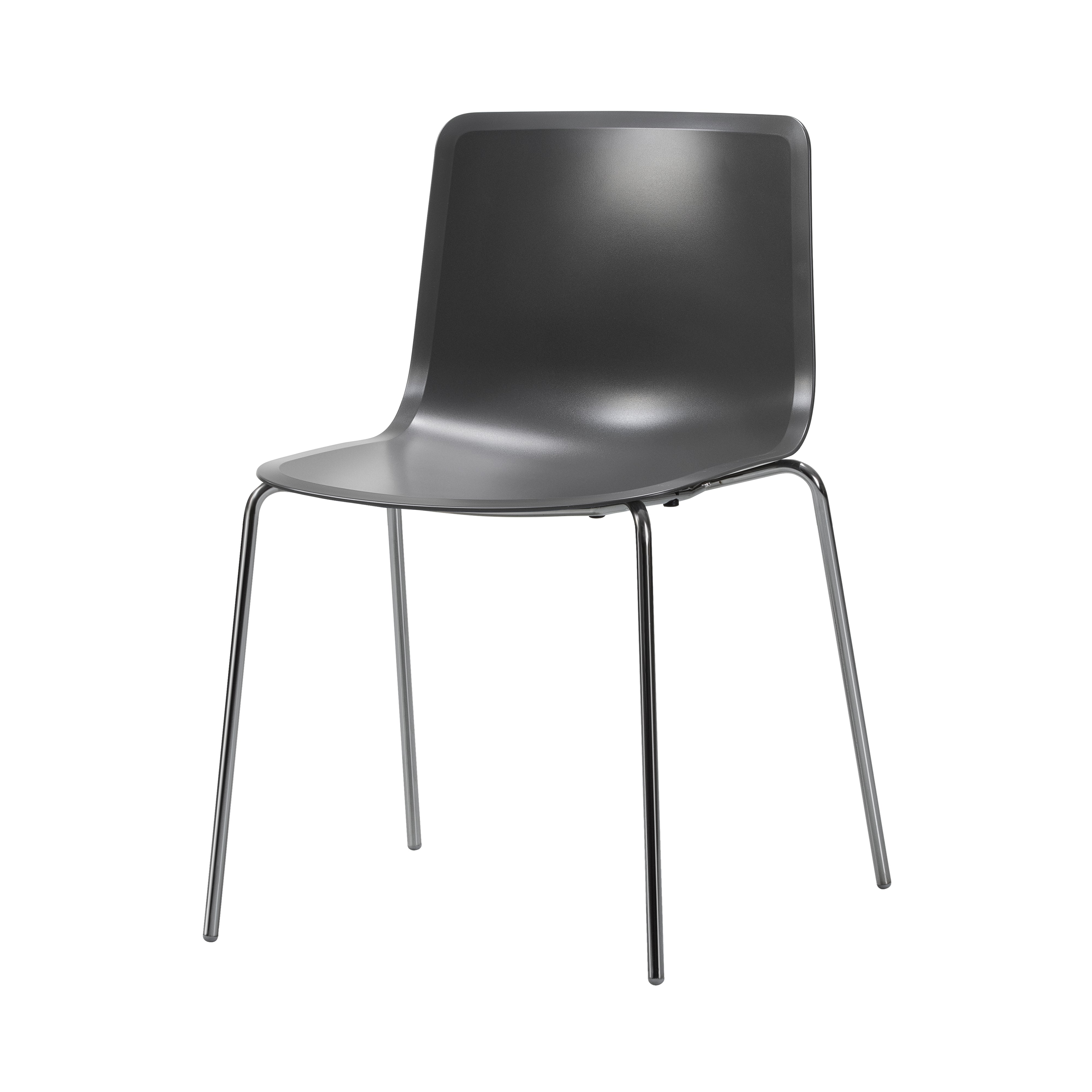 Pato Chair: Stacking + Without Arm + Dark Grey + Chrome