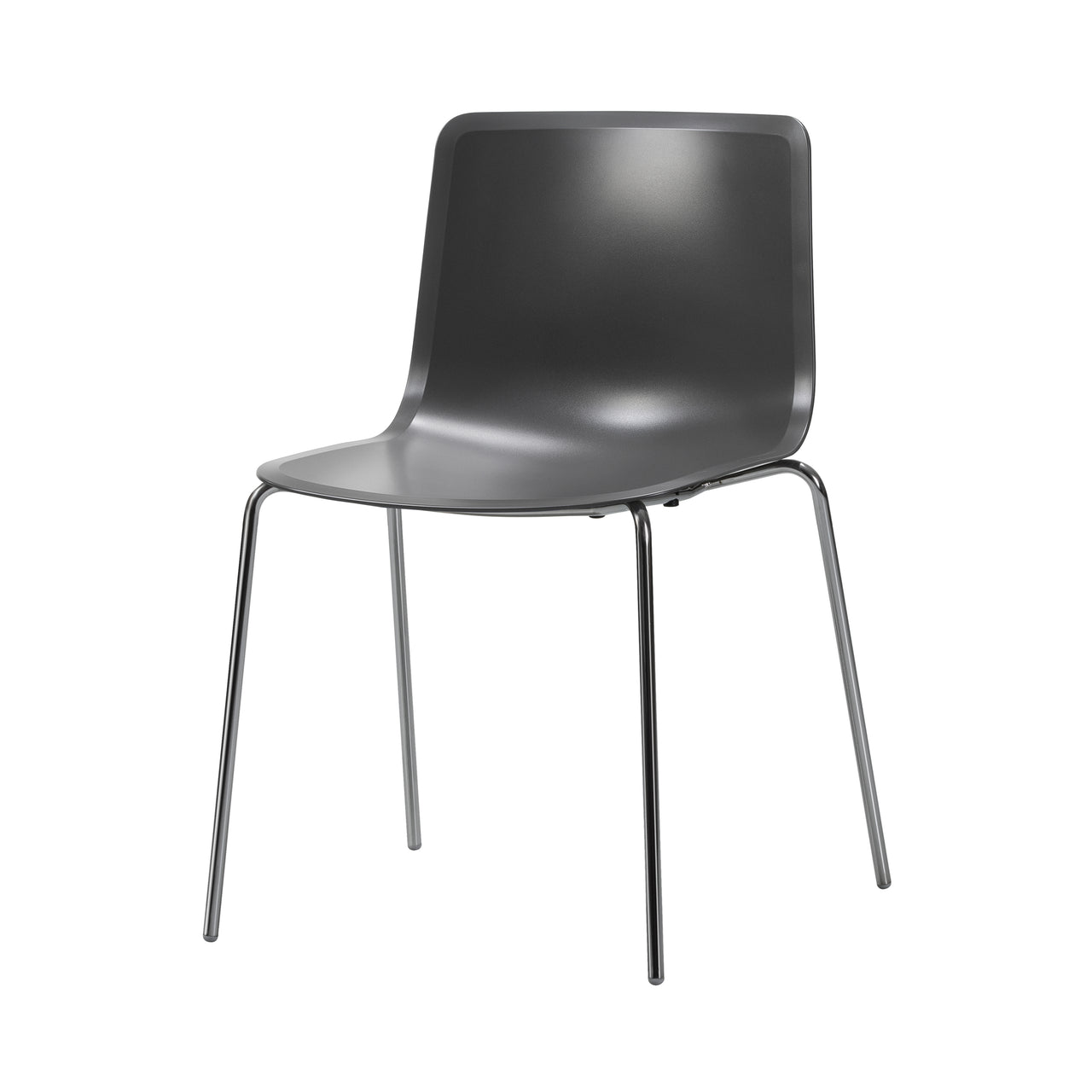 Pato Chair: Stacking + Without Arm + Dark Grey + Chrome
