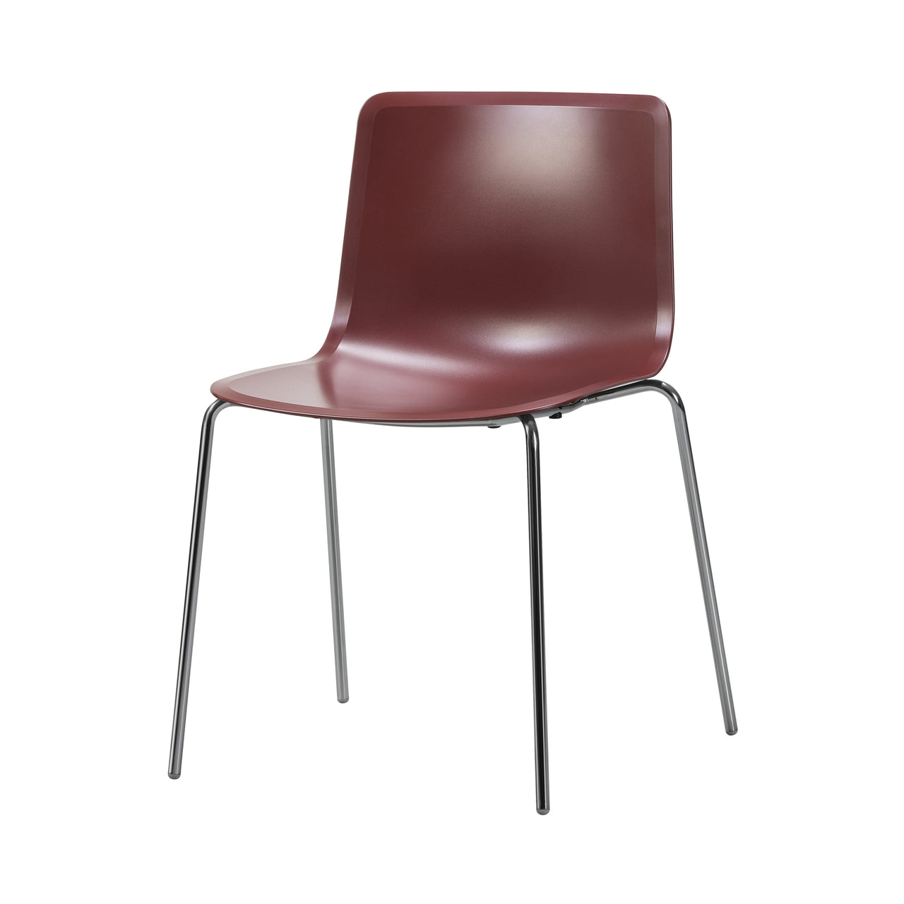 Pato Chair: Stacking + Without Arm + Dark Red + Chrome