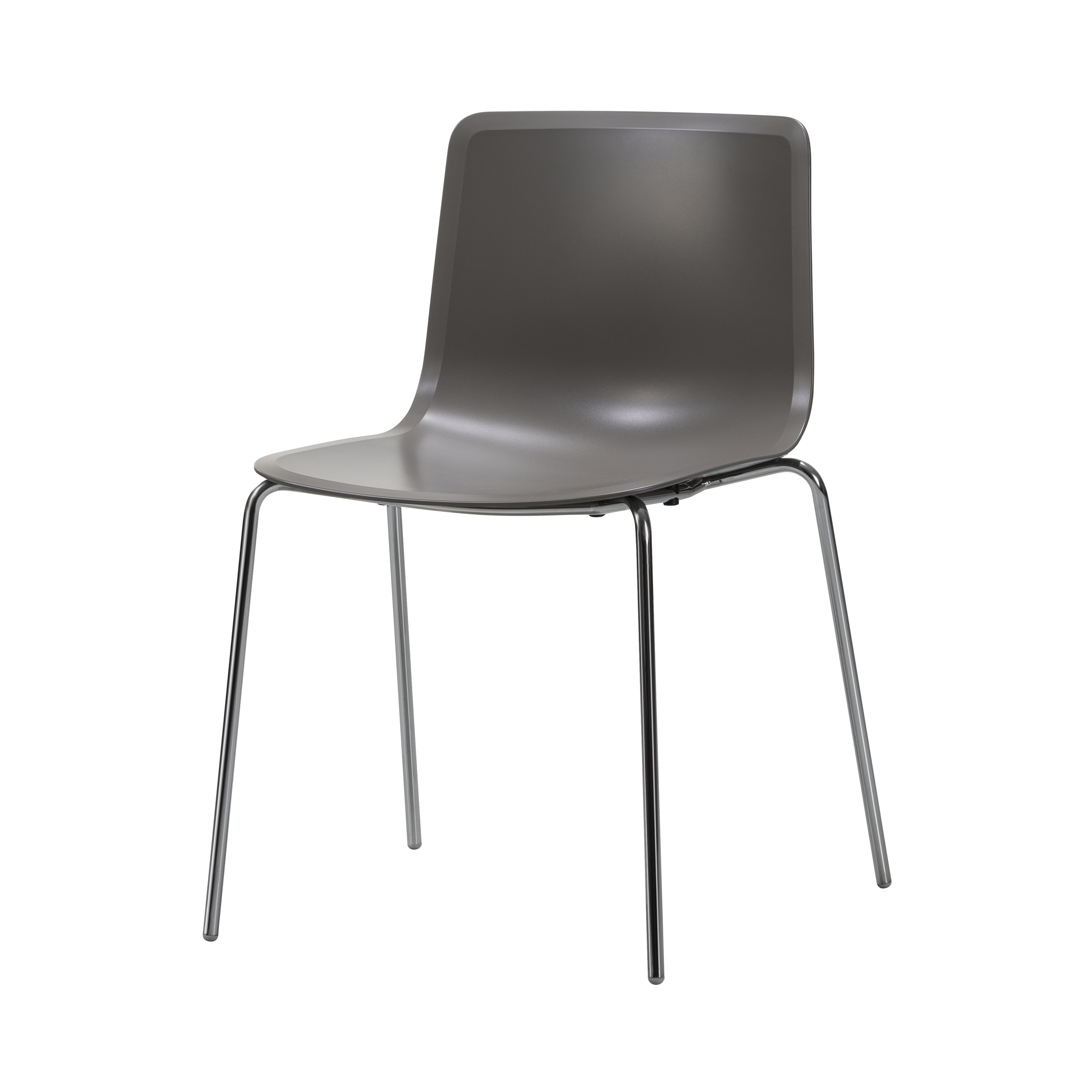 Pato Chair: Stacking + Without Arm + Quartz Grey + Chrome