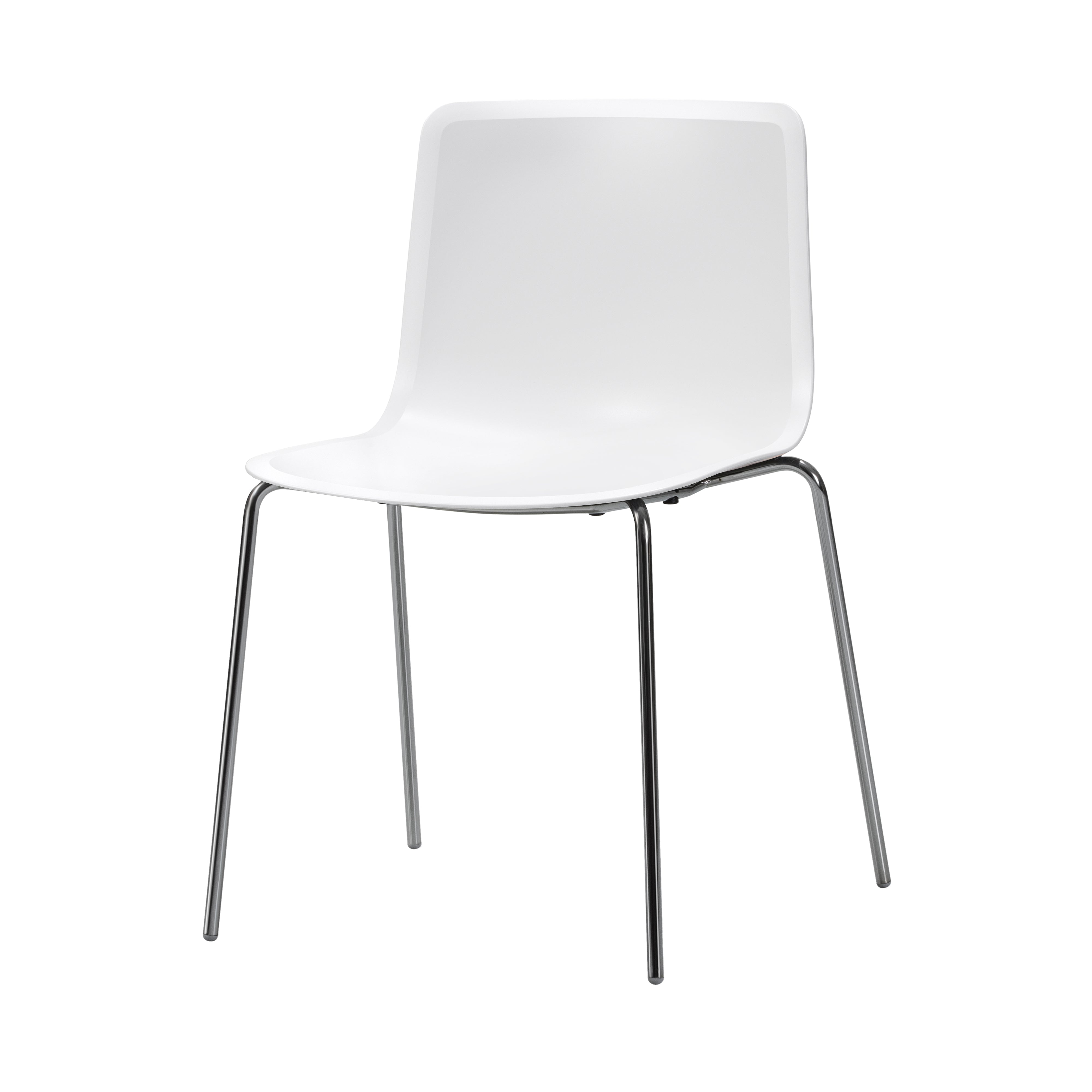 Pato Chair: Stacking + Without Arm + White + Chrome