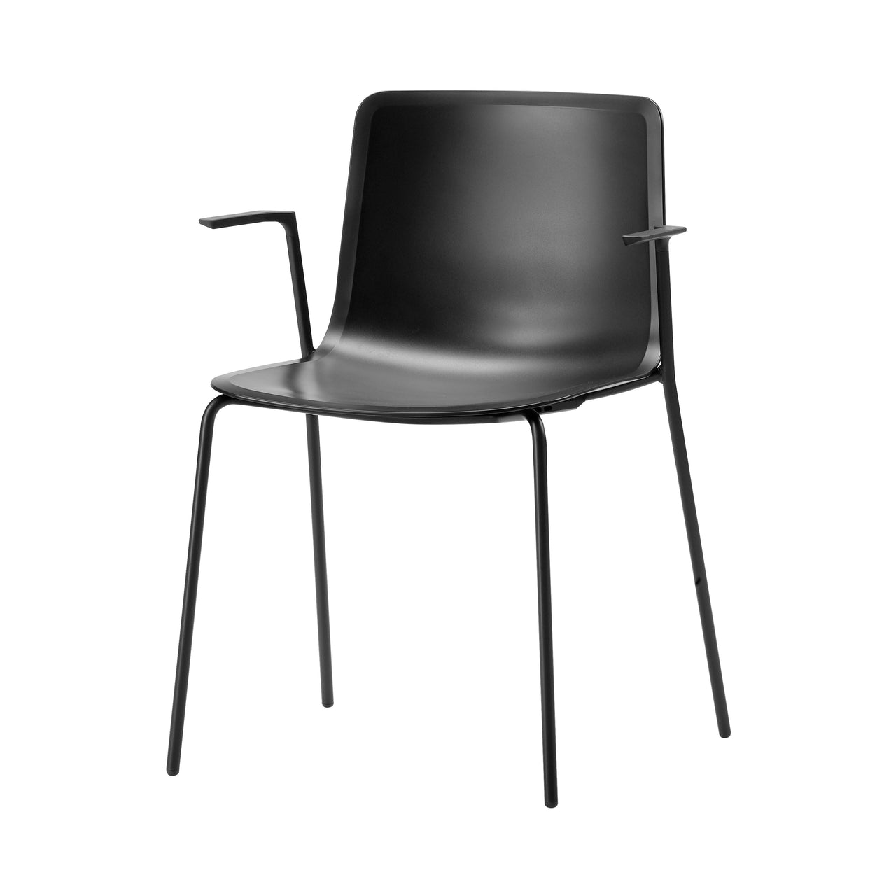 Pato Chair: Stacking + With Arm + Black + Black