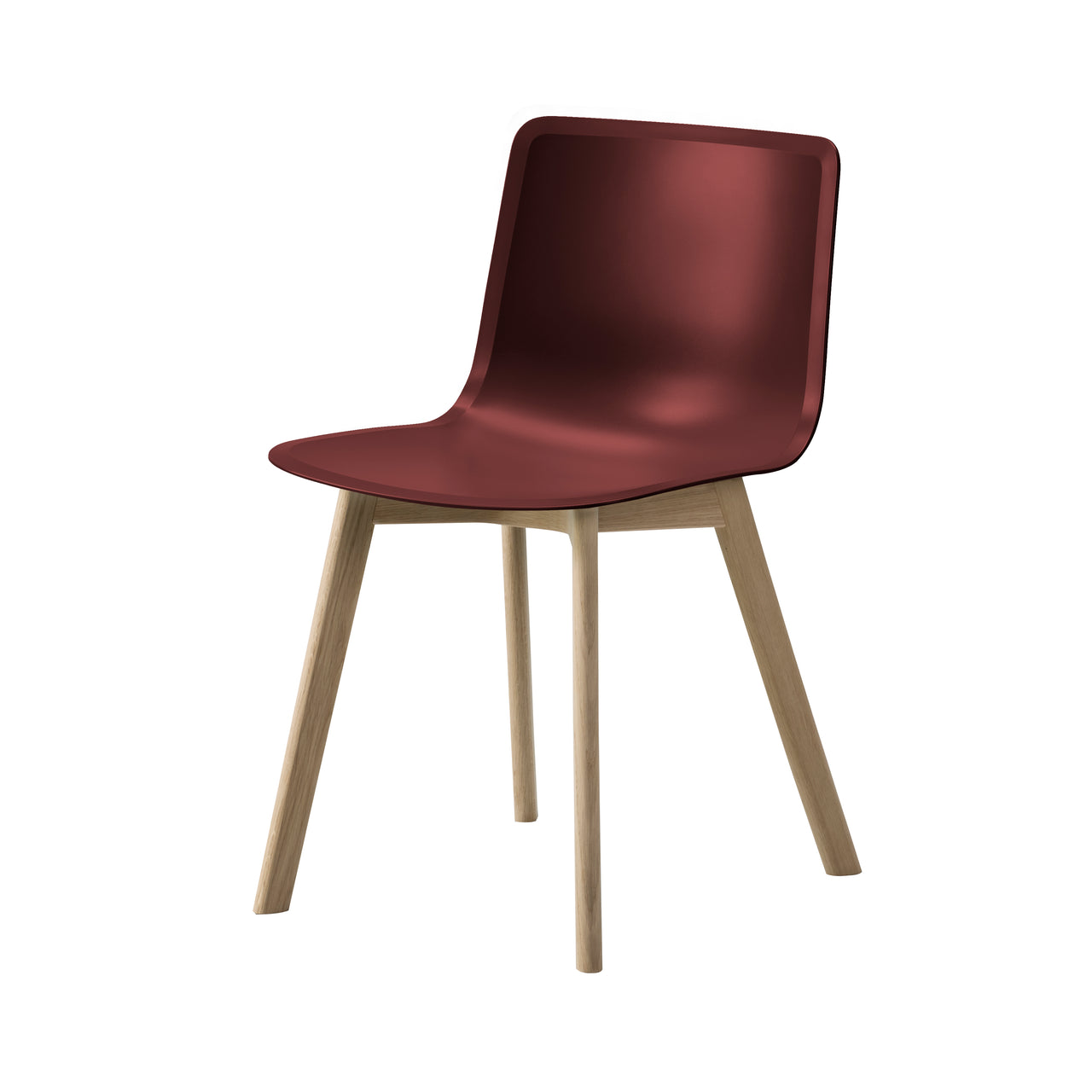 Pato Wood Base Chair: Dark Red + Lacquered Oak