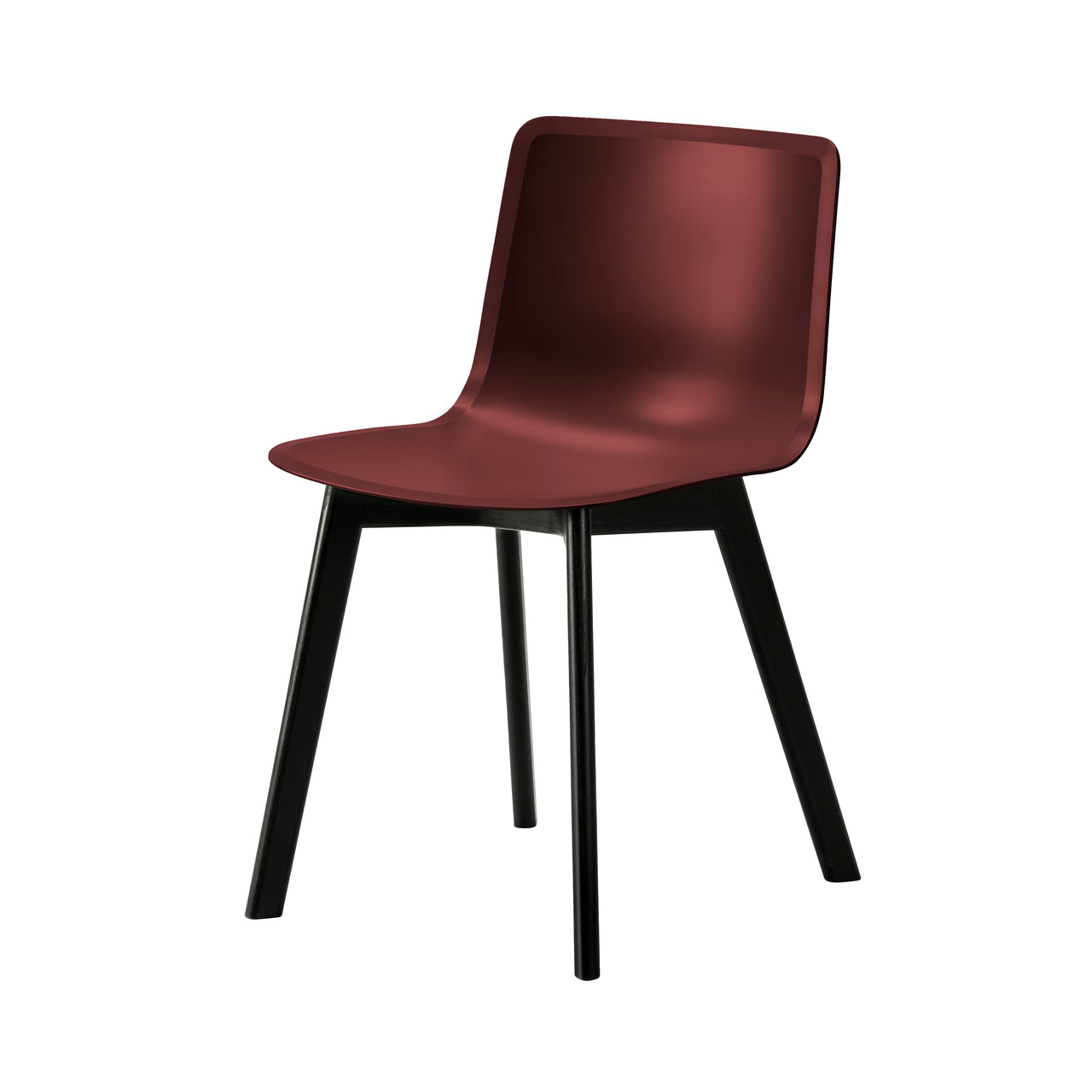 Pato Wood Base Chair: Dark Red + Black Lacquered
