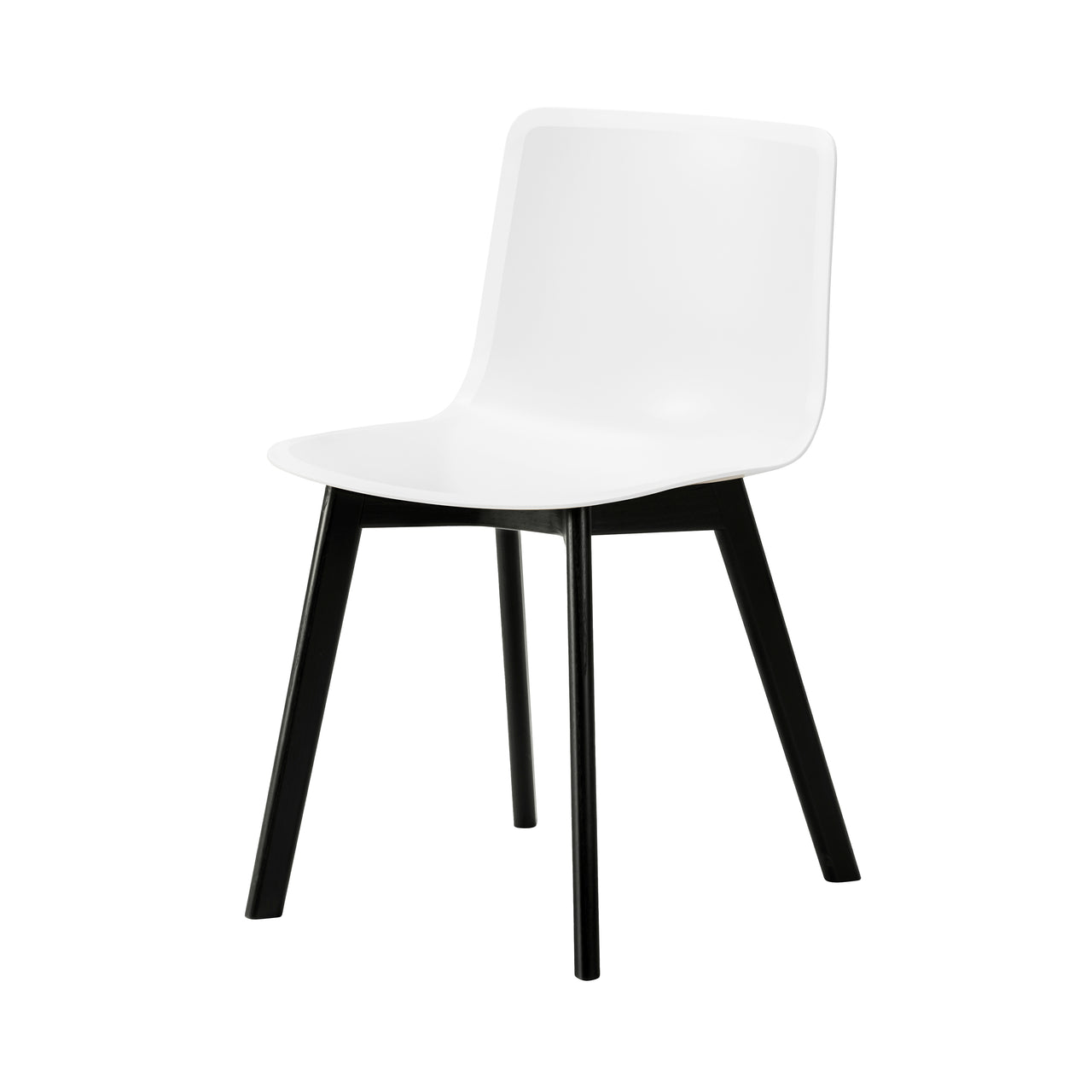 Pato Wood Base Chair: White + Black Lacquered