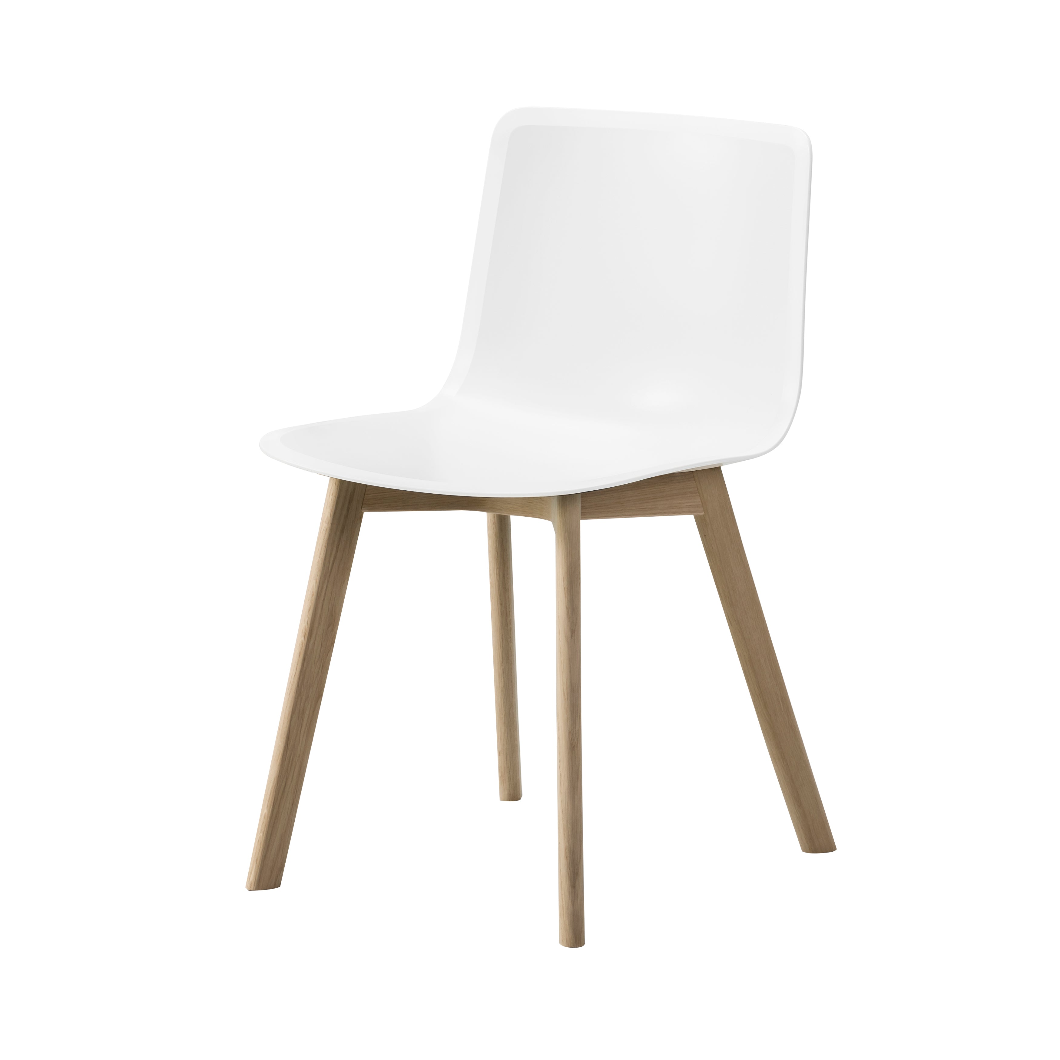 Pato Wood Base Chair: White + Lacquered Oak