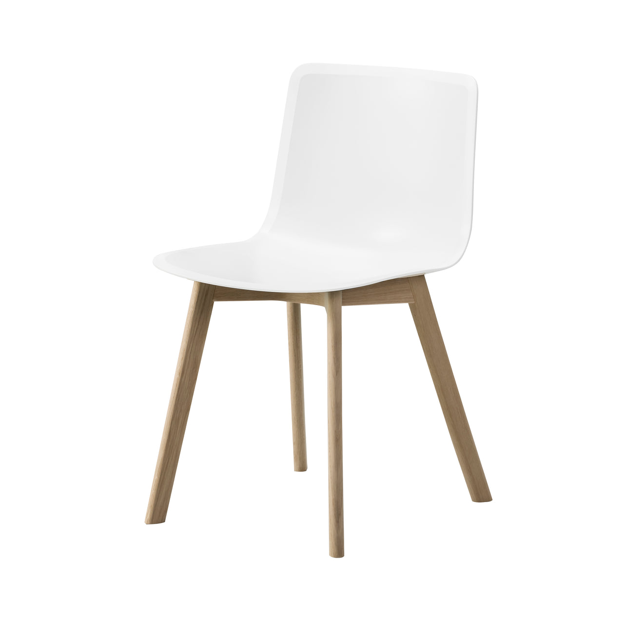 Pato Wood Base Chair: White + Lacquered Oak
