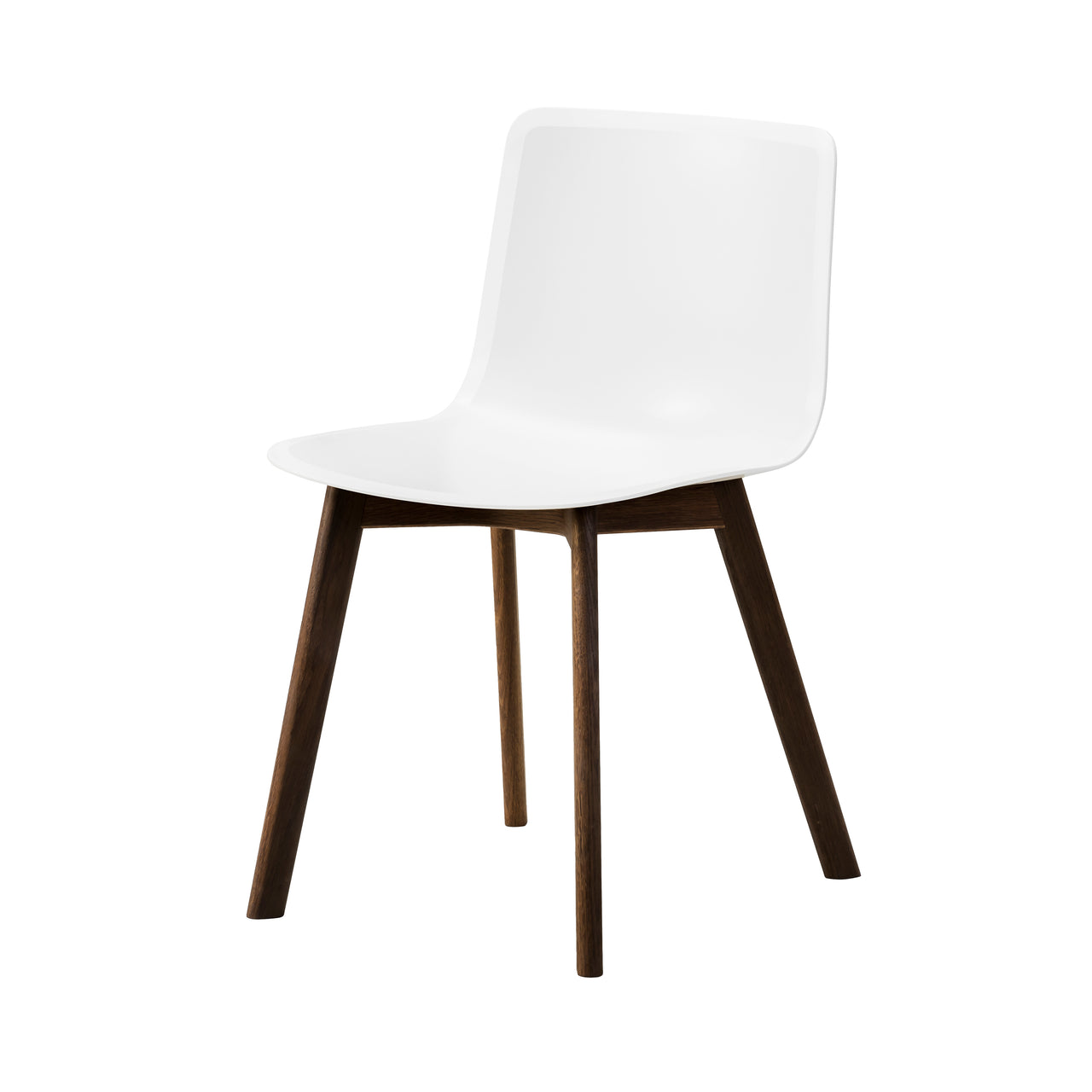 Pato Wood Base Chair: White + Smoked Stained Lacquered Oak