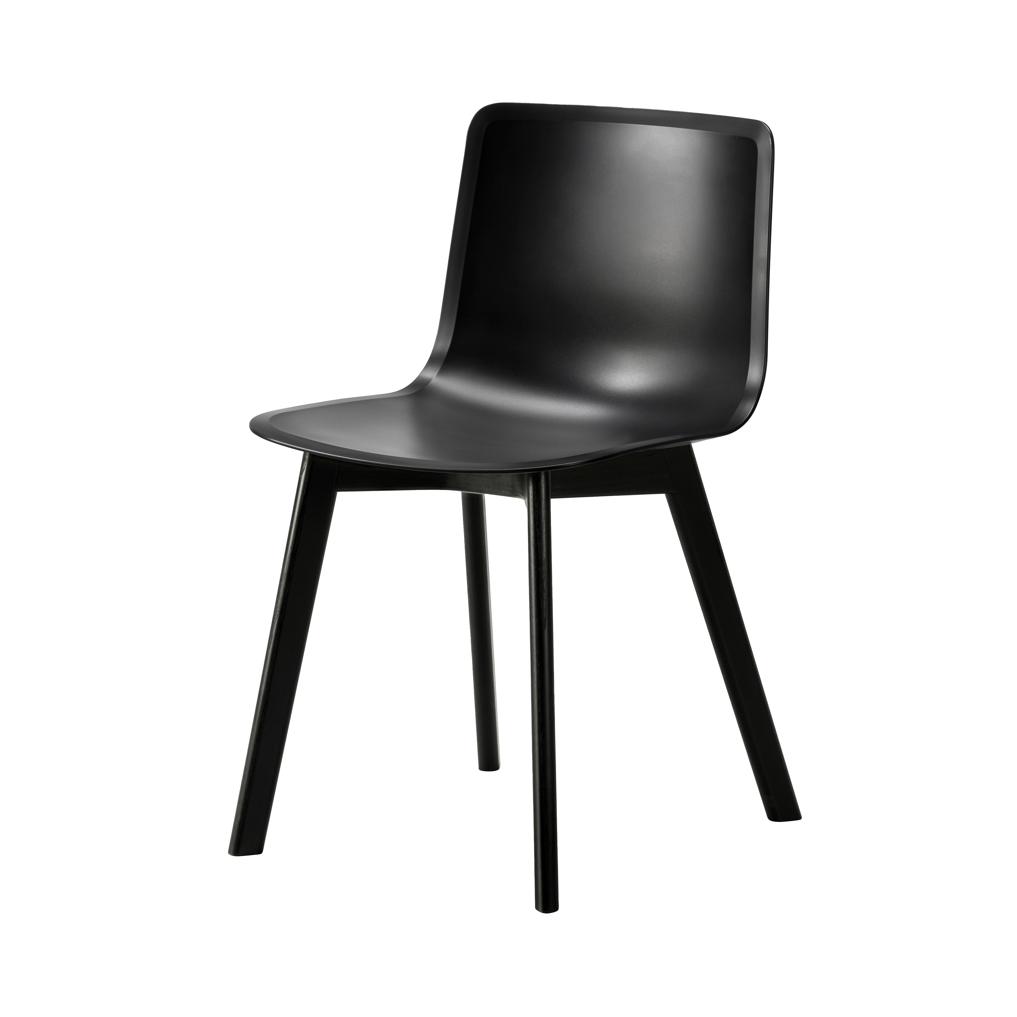 Pato Wood Base Chair: Black + Black Lacquered