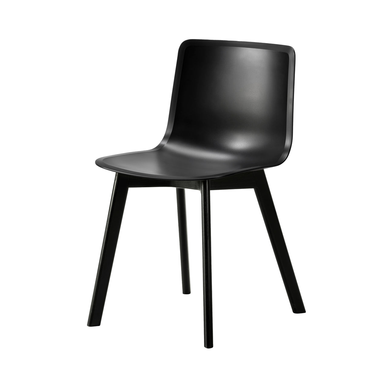Pato Wood Base Chair: Black + Black Lacquered