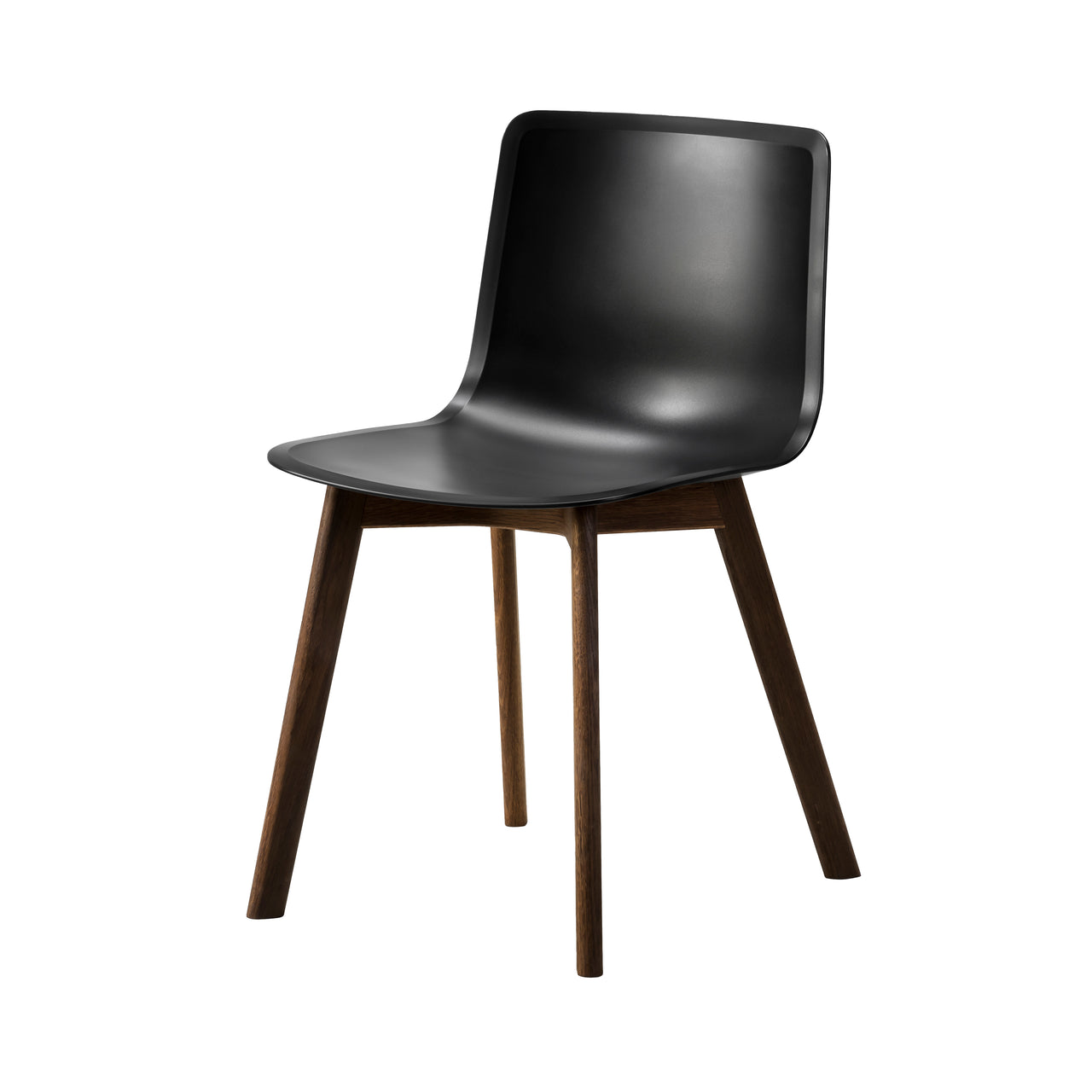 Pato Wood Base Chair: Black + Smoked Stained Lacquered Oak