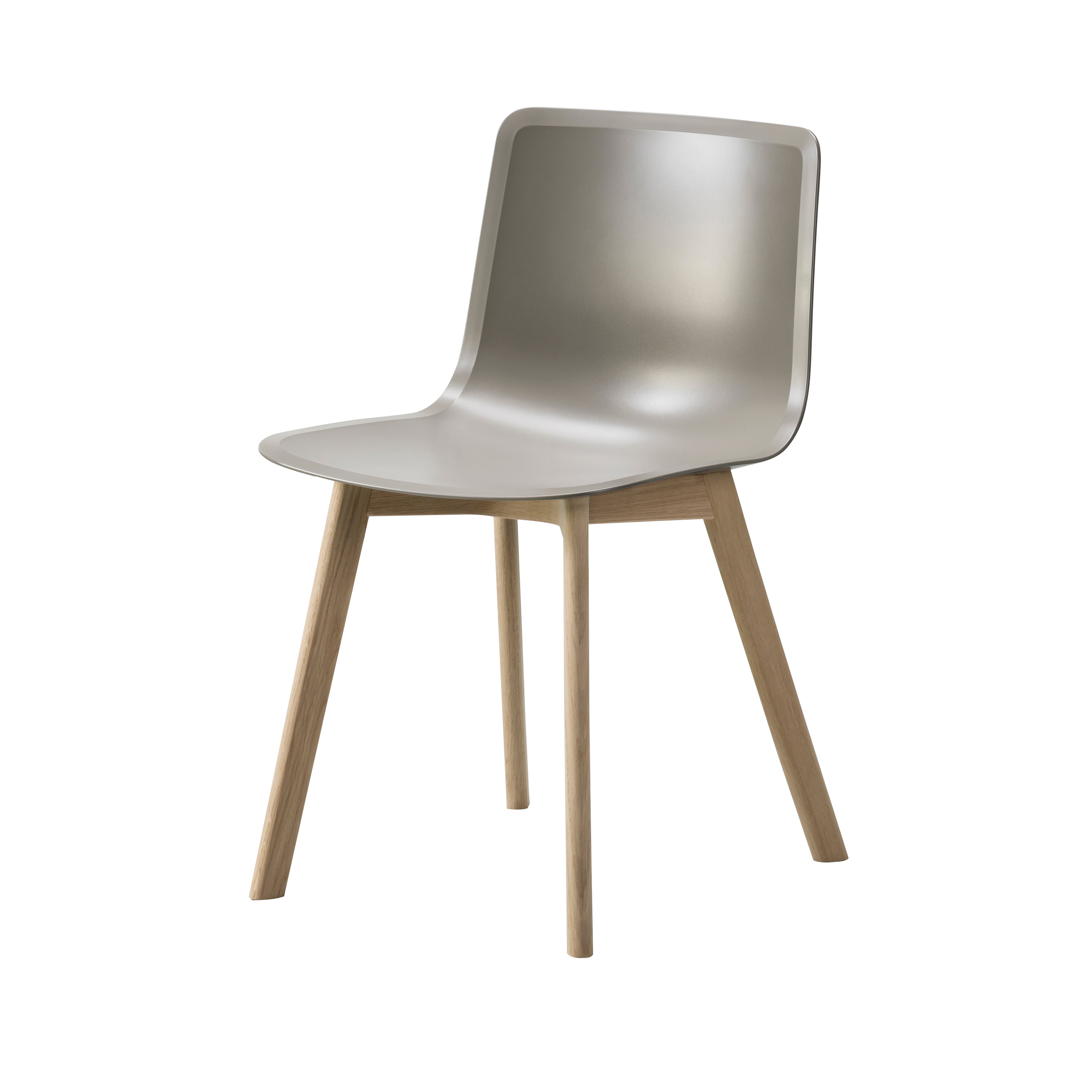 Pato Wood Base Chair: Quartz Grey + Lacquered Oak