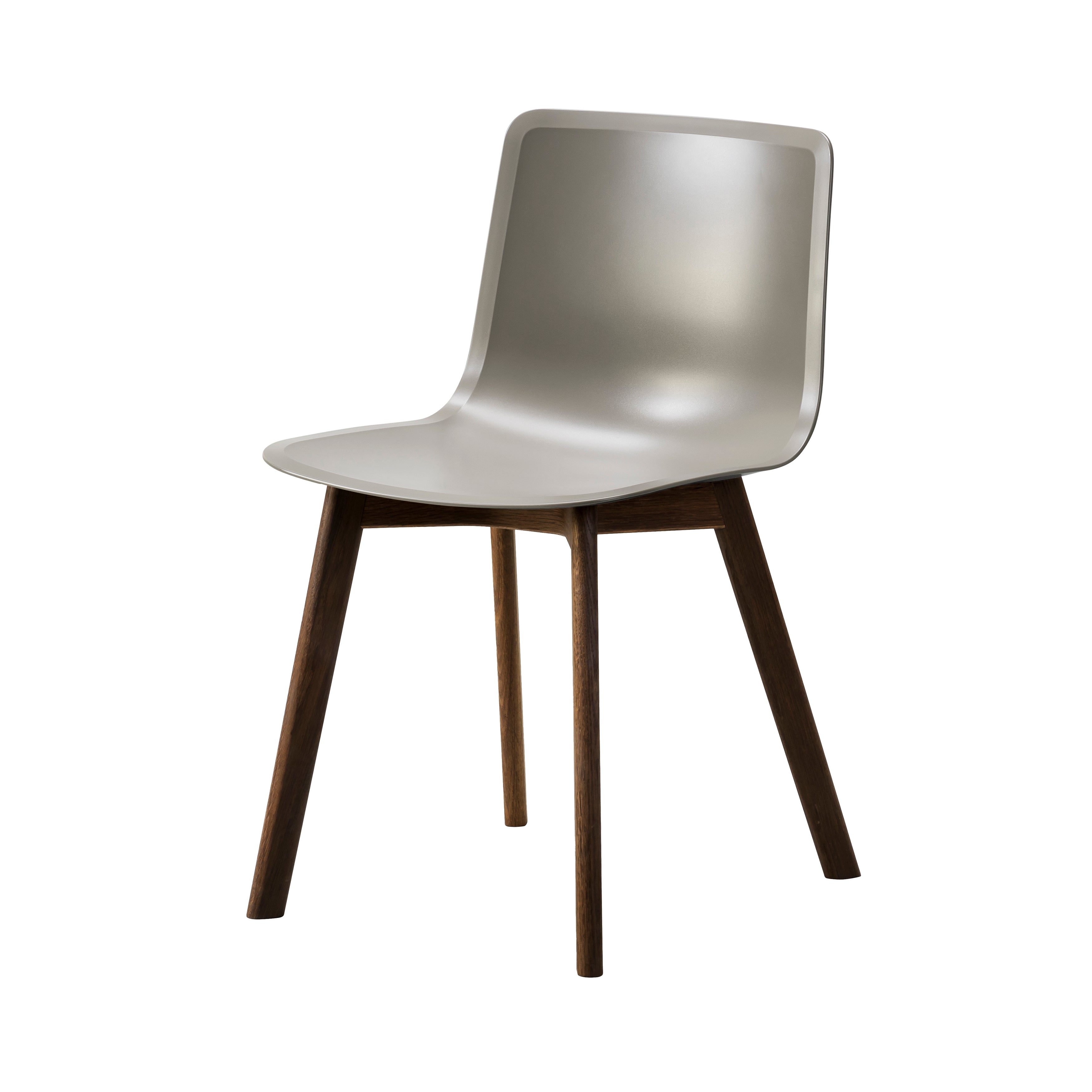 Pato Wood Base Chair: Quartz Grey + Smoked Stained Lacquered Oak