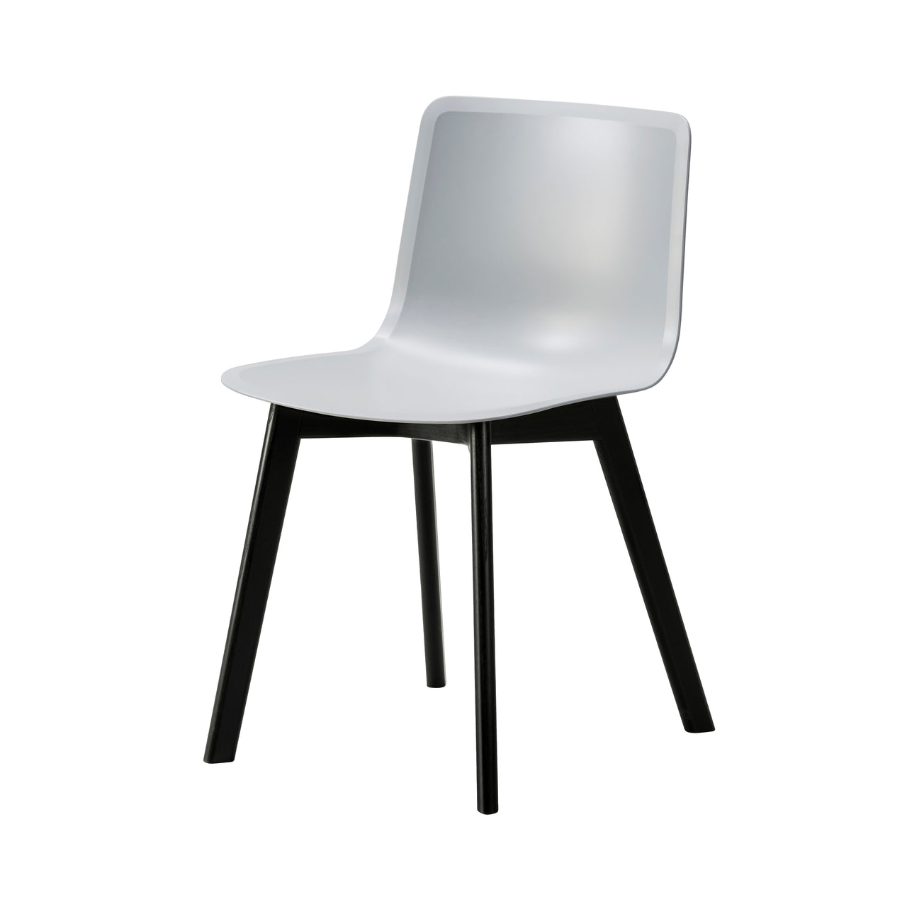 Pato Wood Base Chair: Stone + Black Lacquered
