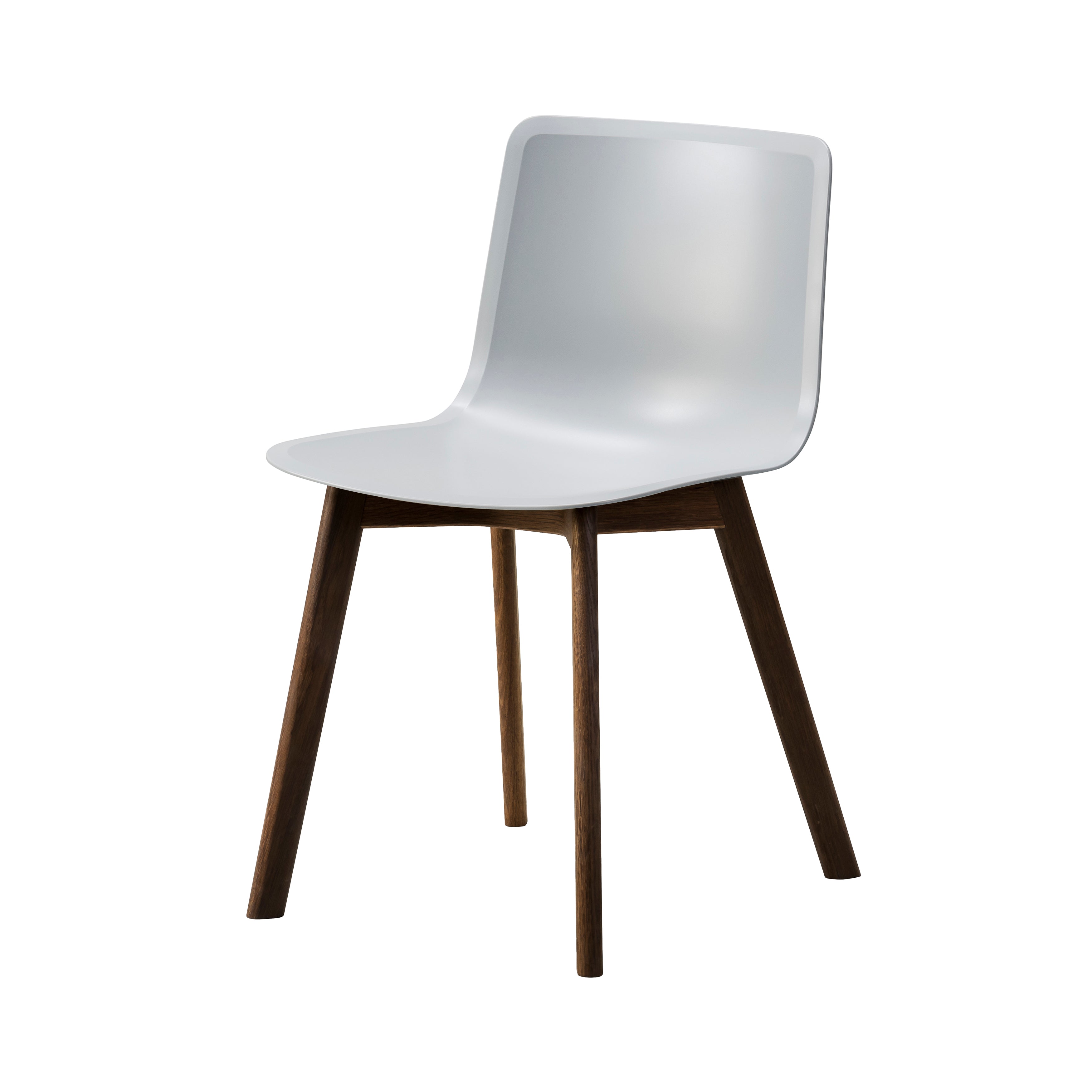 Pato Wood Base Chair: Stone + Smoked Stained Lacquered Oak