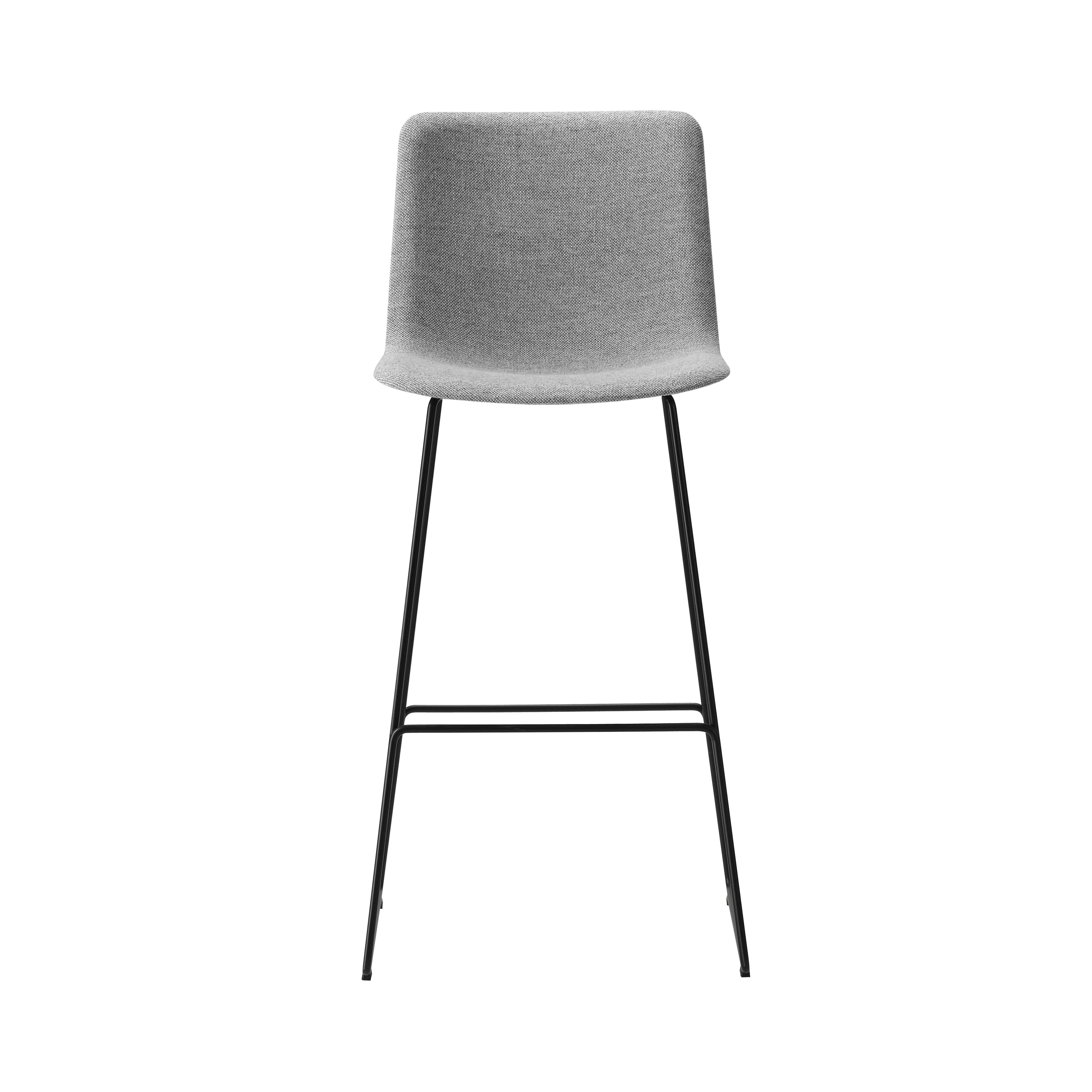 Pato Bar + Counter Stool: Sledge Base + Fully Upholstered + Bar + Black