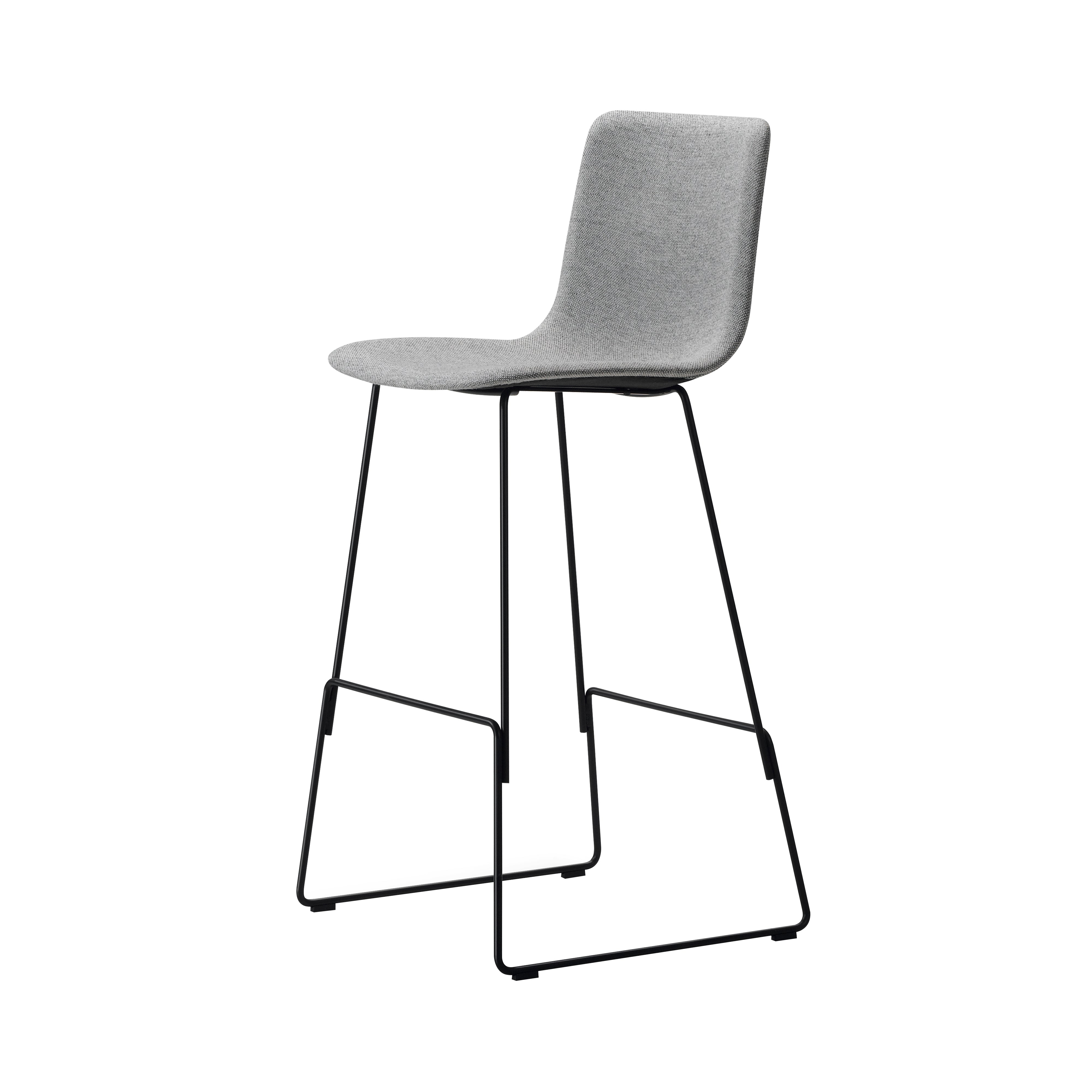 Pato Bar + Counter Stool: Sledge Base + Fully Upholstered + Bar + Black