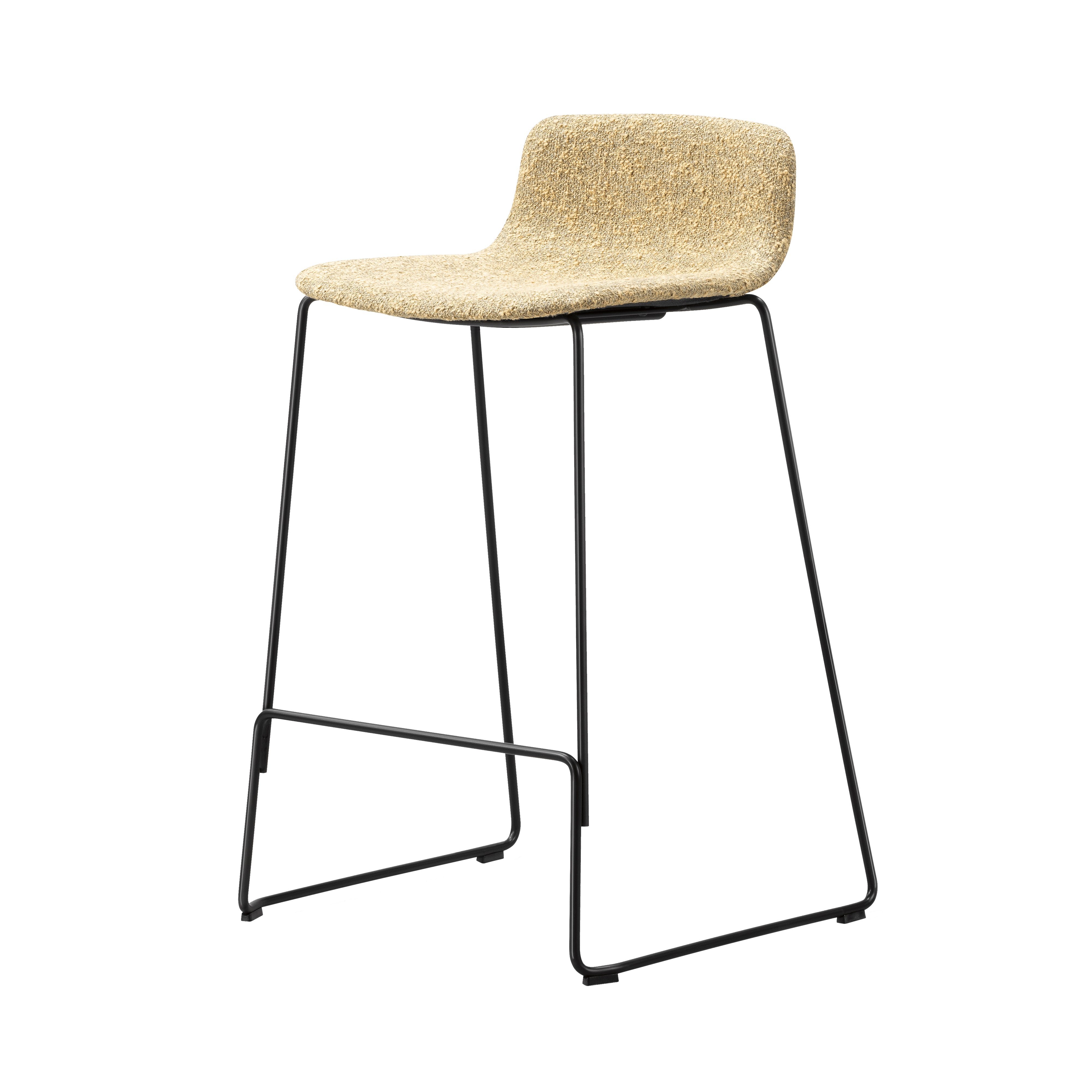 Pato Stool: Fully Upholstered + Bar + Black
