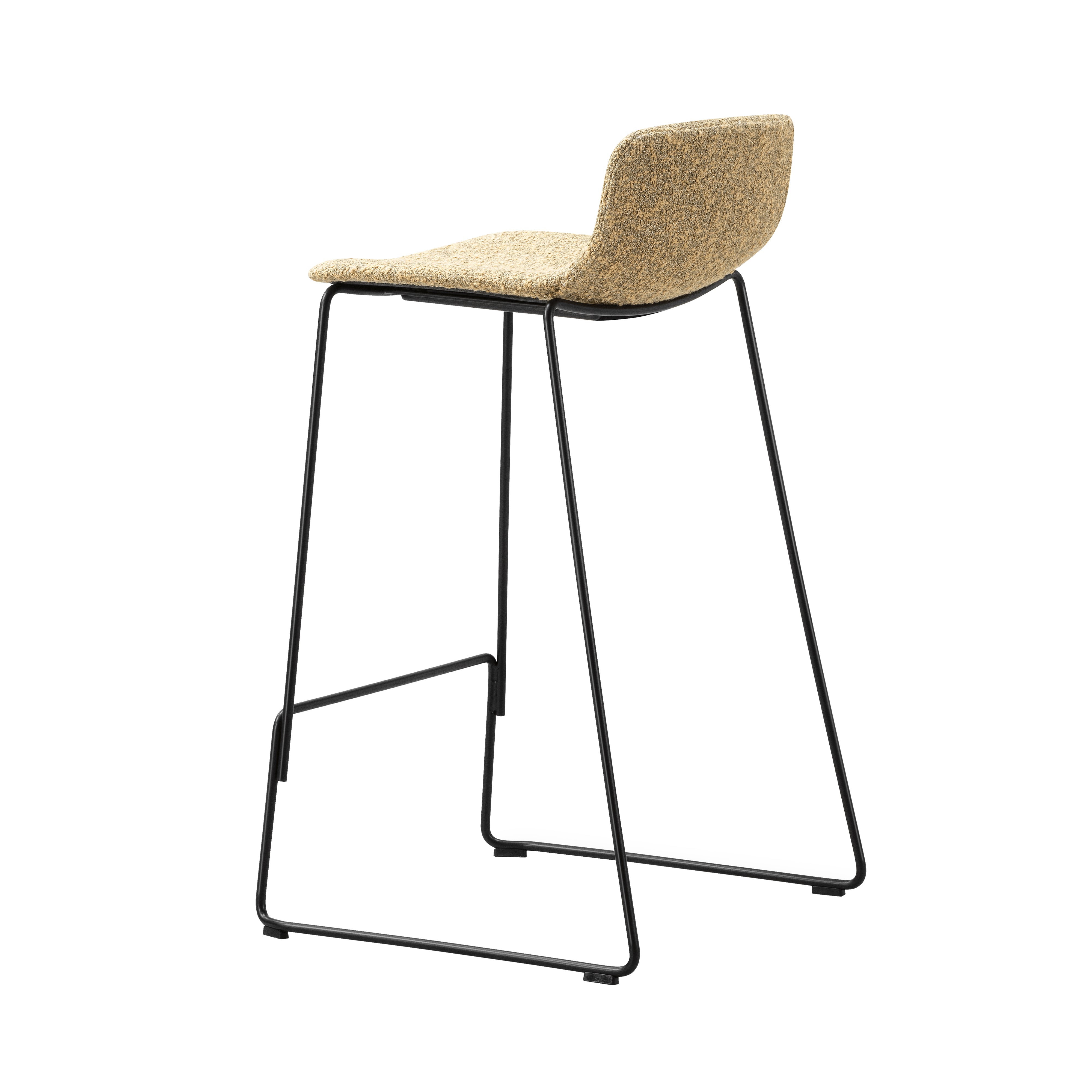 Pato Stool: Fully Upholstered + Bar + Black