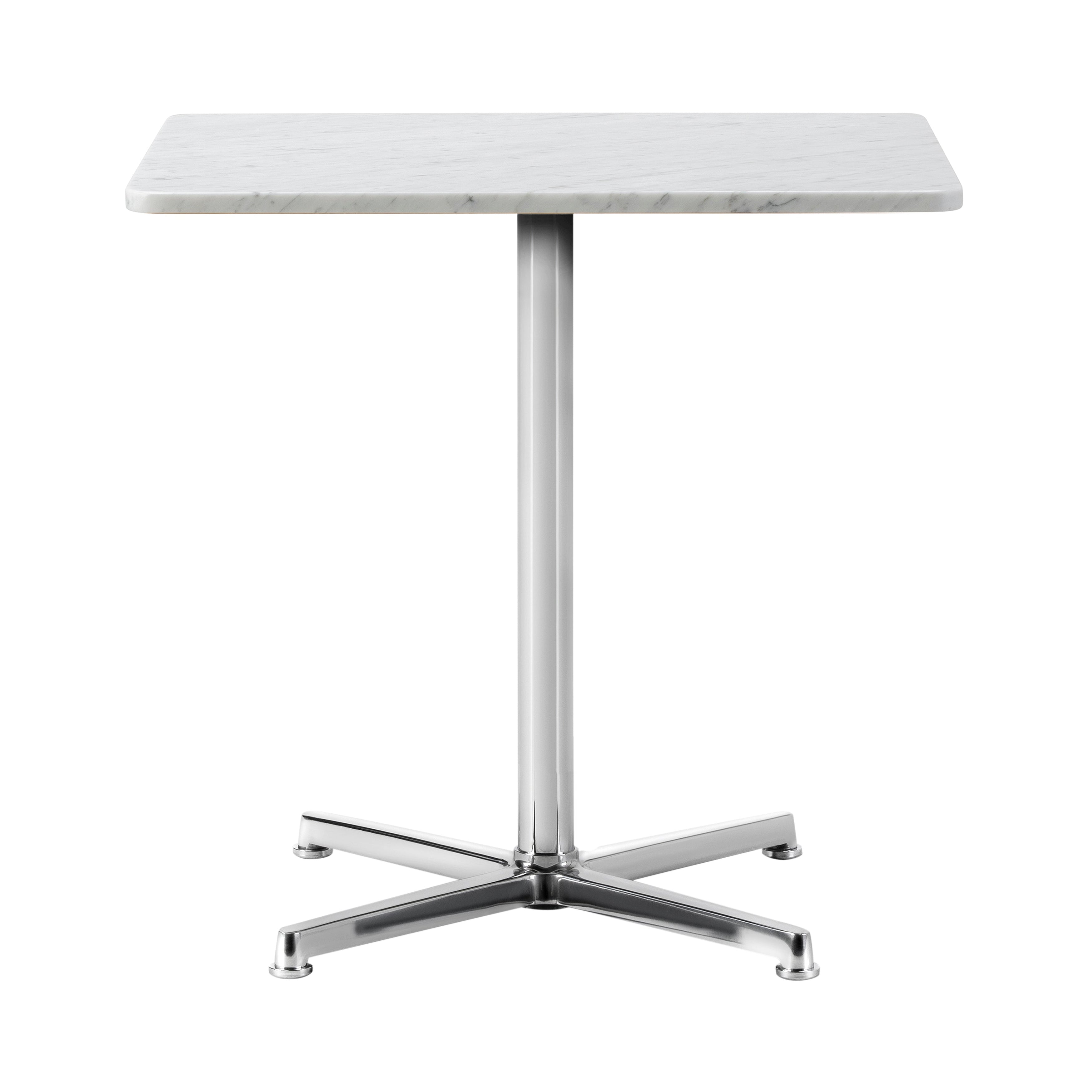Pato Table: Rectangle + Polished Aluminum + White Carrara