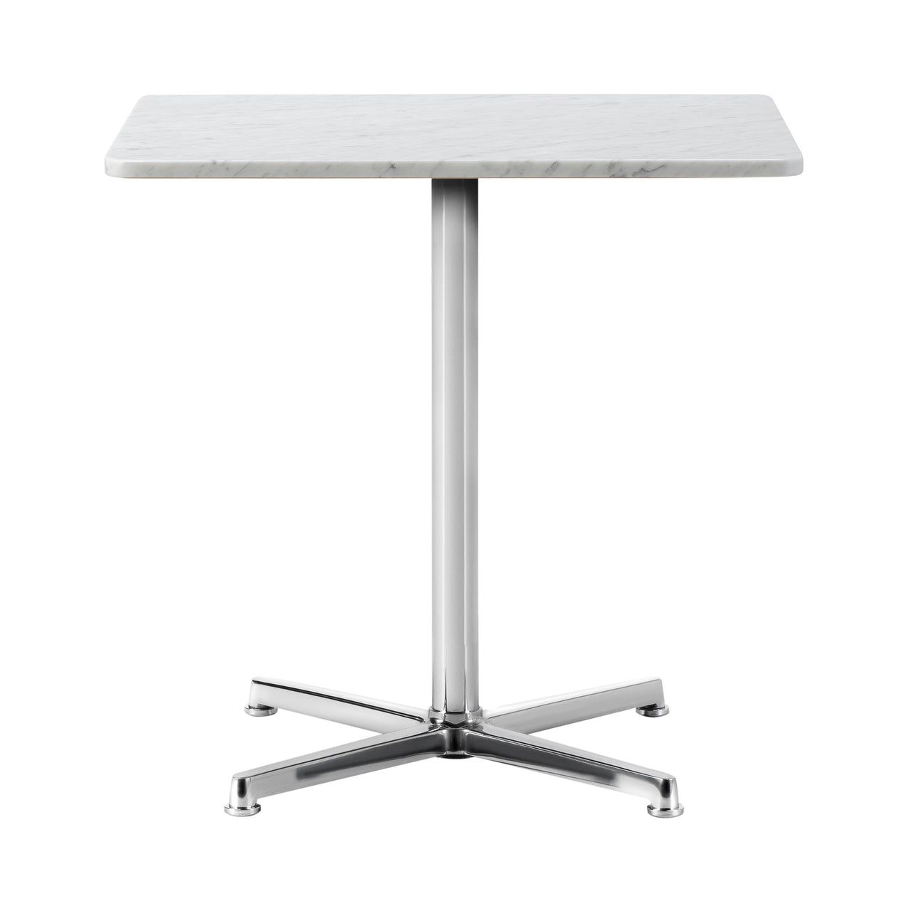 Pato Table: Rectangle + Polished Aluminum + White Carrara