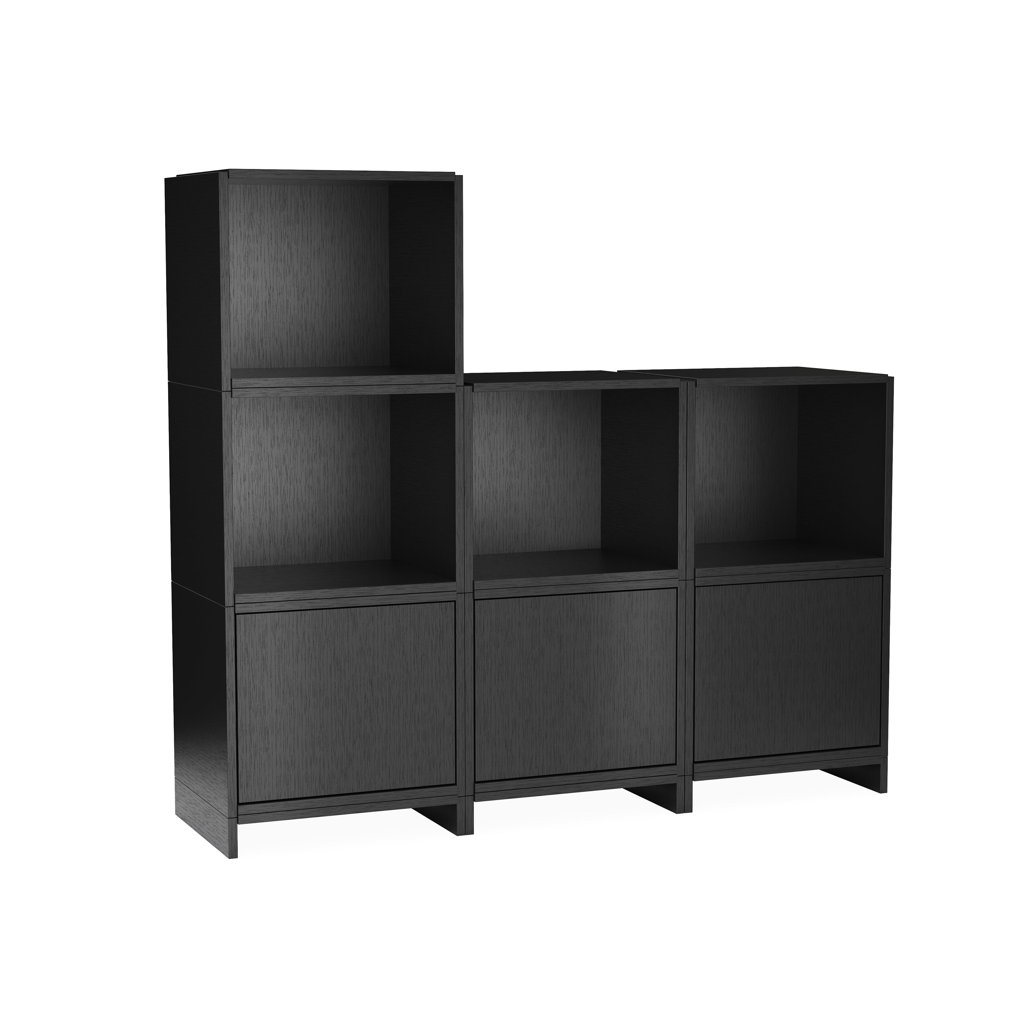 Bricks Shelving Systems: System F + Black Painted Oak