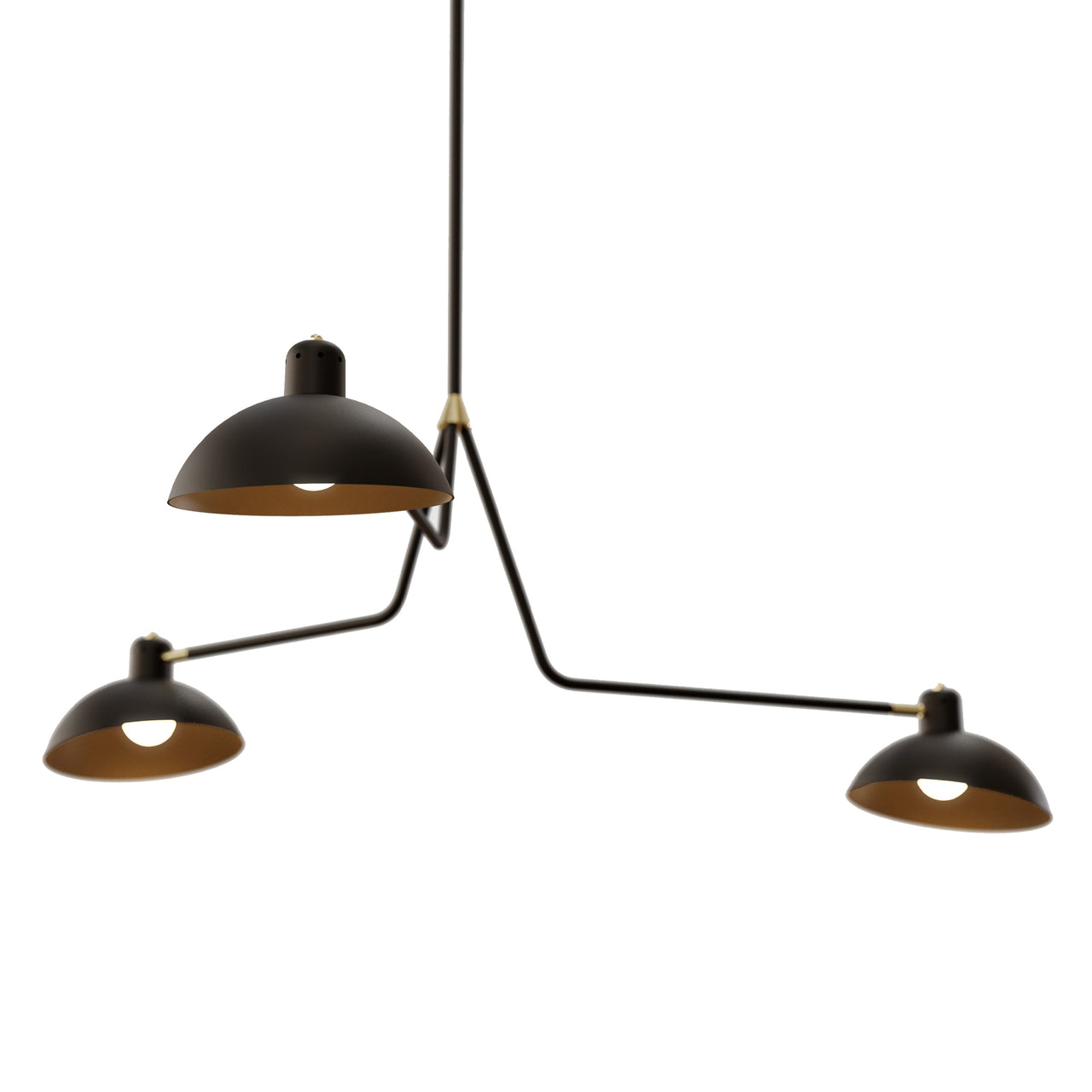 Waldorf Suspension Lamp: Black + Brass