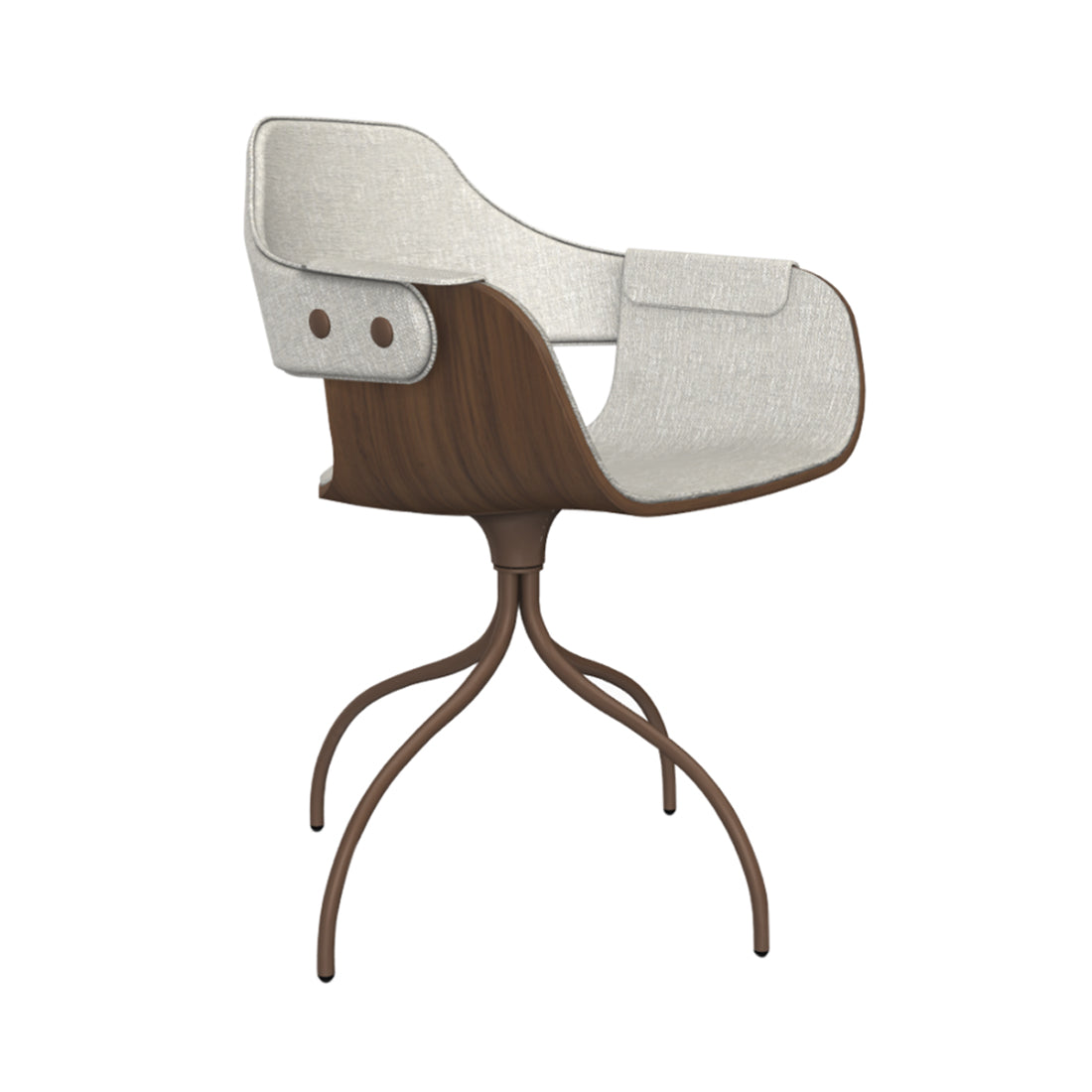 Showtime Nude Chair with Swivel Base: Full Upholstered + Walnut Nature Effect + Pale Brown