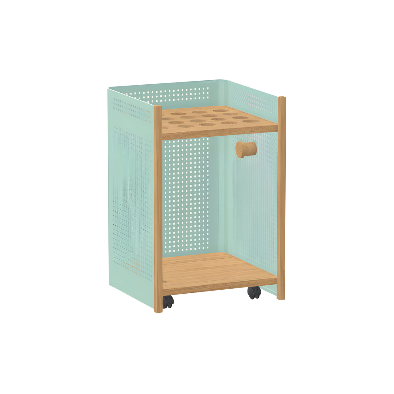 Mou Outdoor Floor Cue Rack: Warm Sage + Iroko HPL