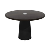 Container Round Table: Medium + Cable Feed + Wenge Stained with Hole + Black