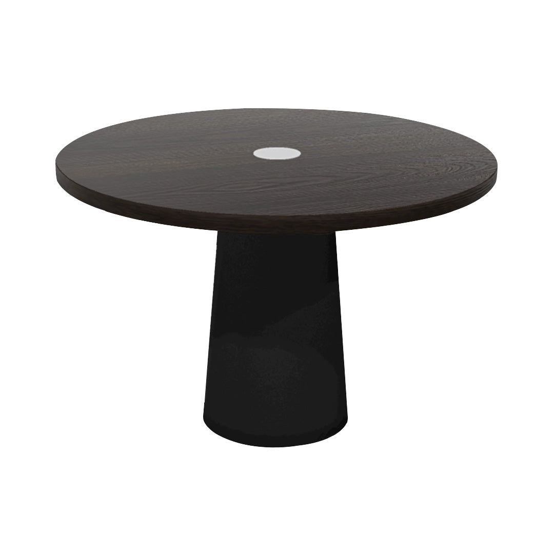Container Round Table: Medium + Cable Feed + Wenge Stained with Hole + Black