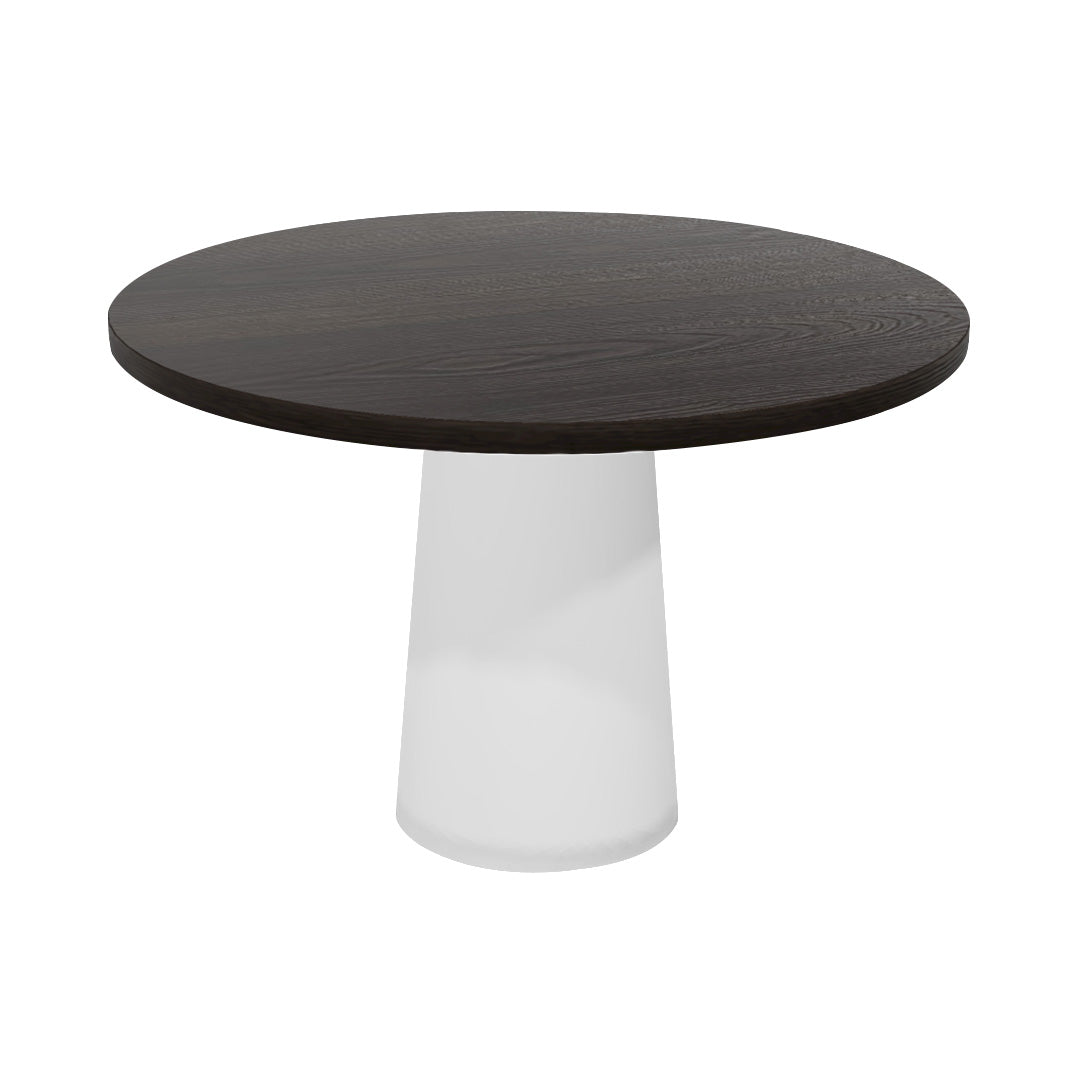 Container Round Table: Medium + Cable Feed + Wenge Stained + White