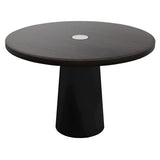 Container Round Table: Medium + Wenge Stained with Hole + Black