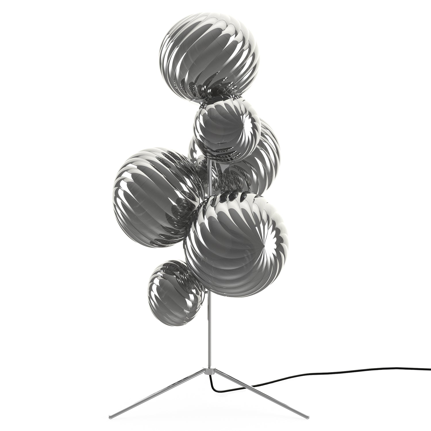 Whirl Floor Chandelier: Silver + Silver